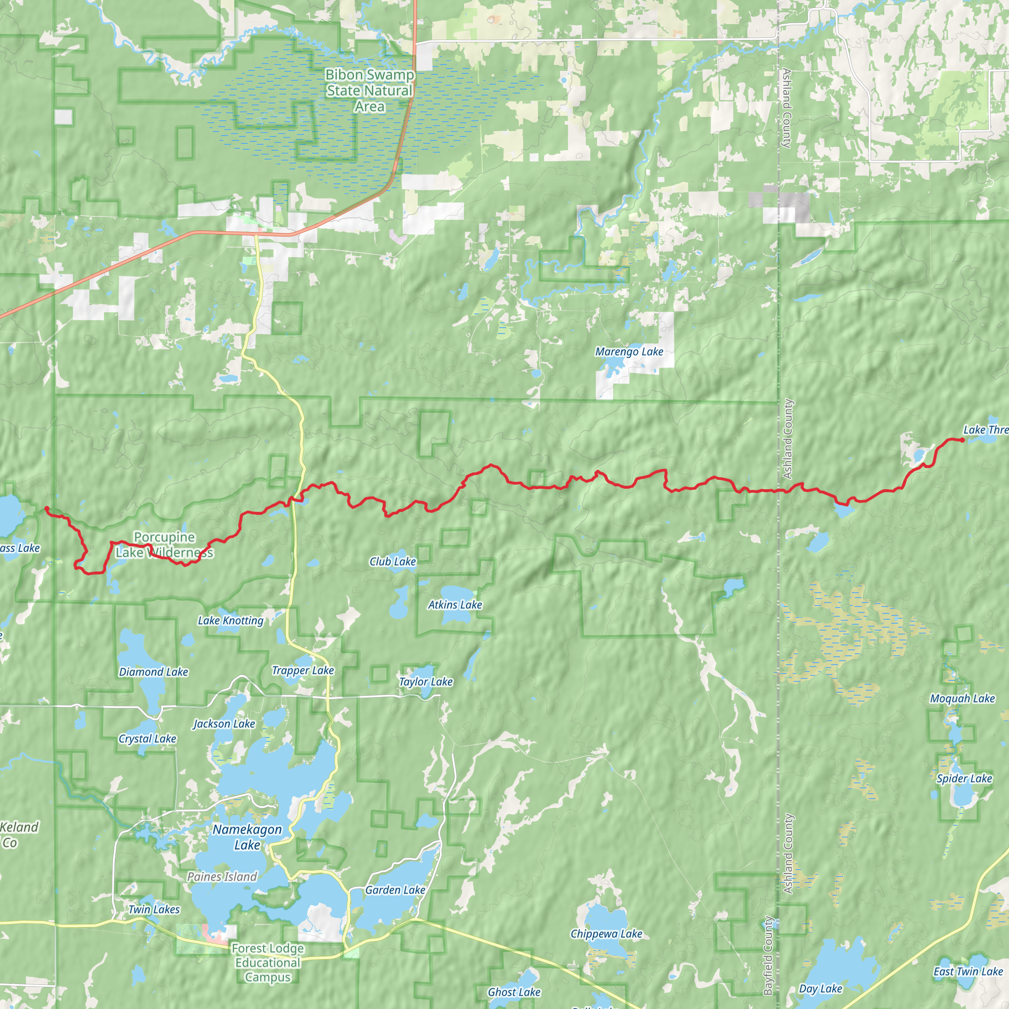 North Country Trail from Lake Three mobile static map