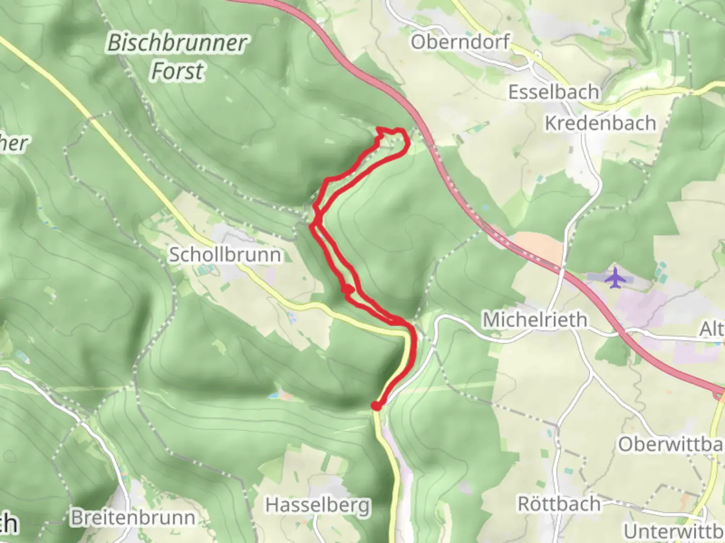 An image depicting the trail Kulturweg Haseltal and its surrounding area.