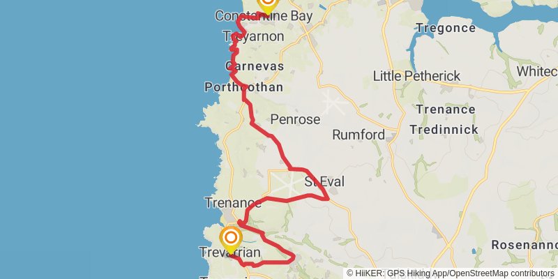 Cornish Celtic Way stage 6 Map