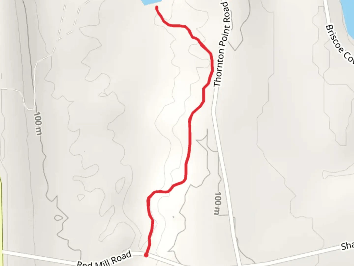 An image depicting the trail Red Mill Road to Sodus Bay Trail and its surrounding area.