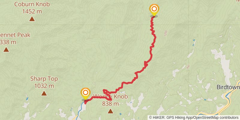 Thomas Divide, Deep Low Gap, and Indian Creek Motor Trail stage 2 Map