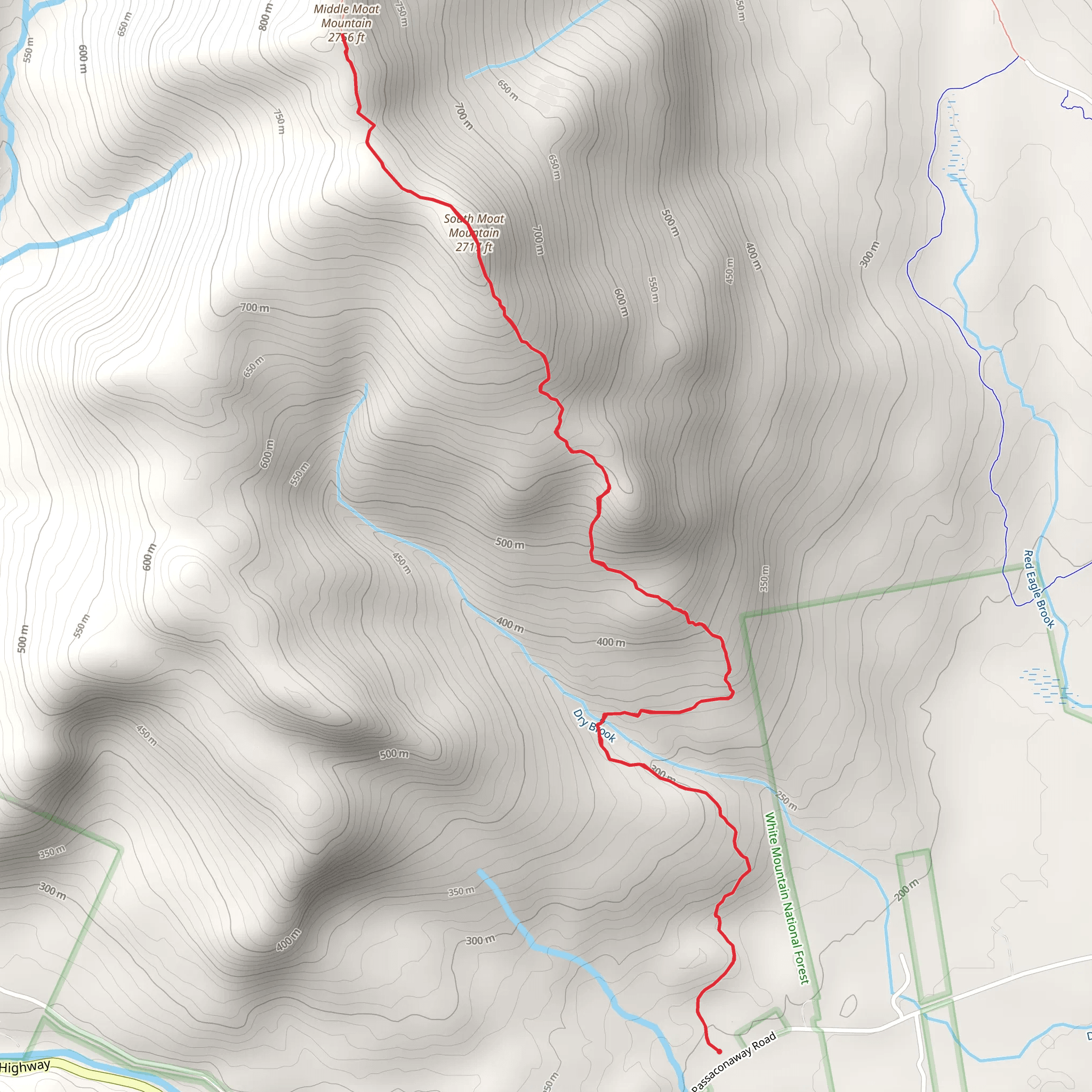 South Moat Mountain and Middle Moat Mountain mobile static map
