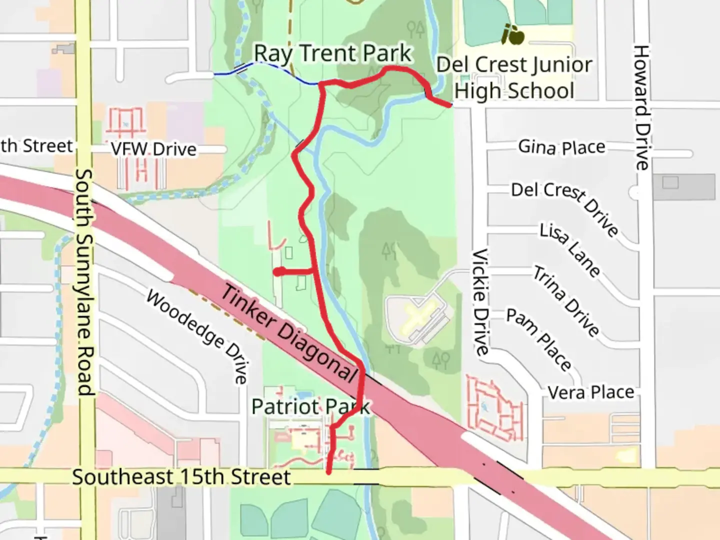 An image depicting the trail Del City Trail and its surrounding area.