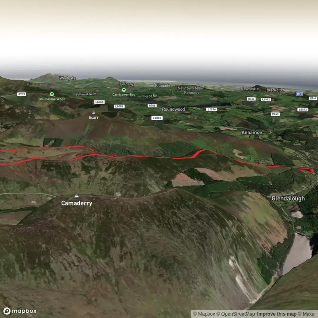 An image depicting the trail Hike from Laragh and its surrounding area.