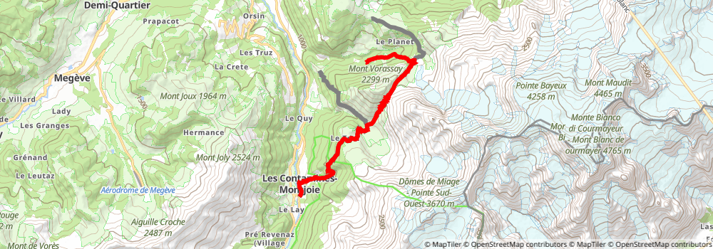 Tour du Mont Blanc alt 2 Map