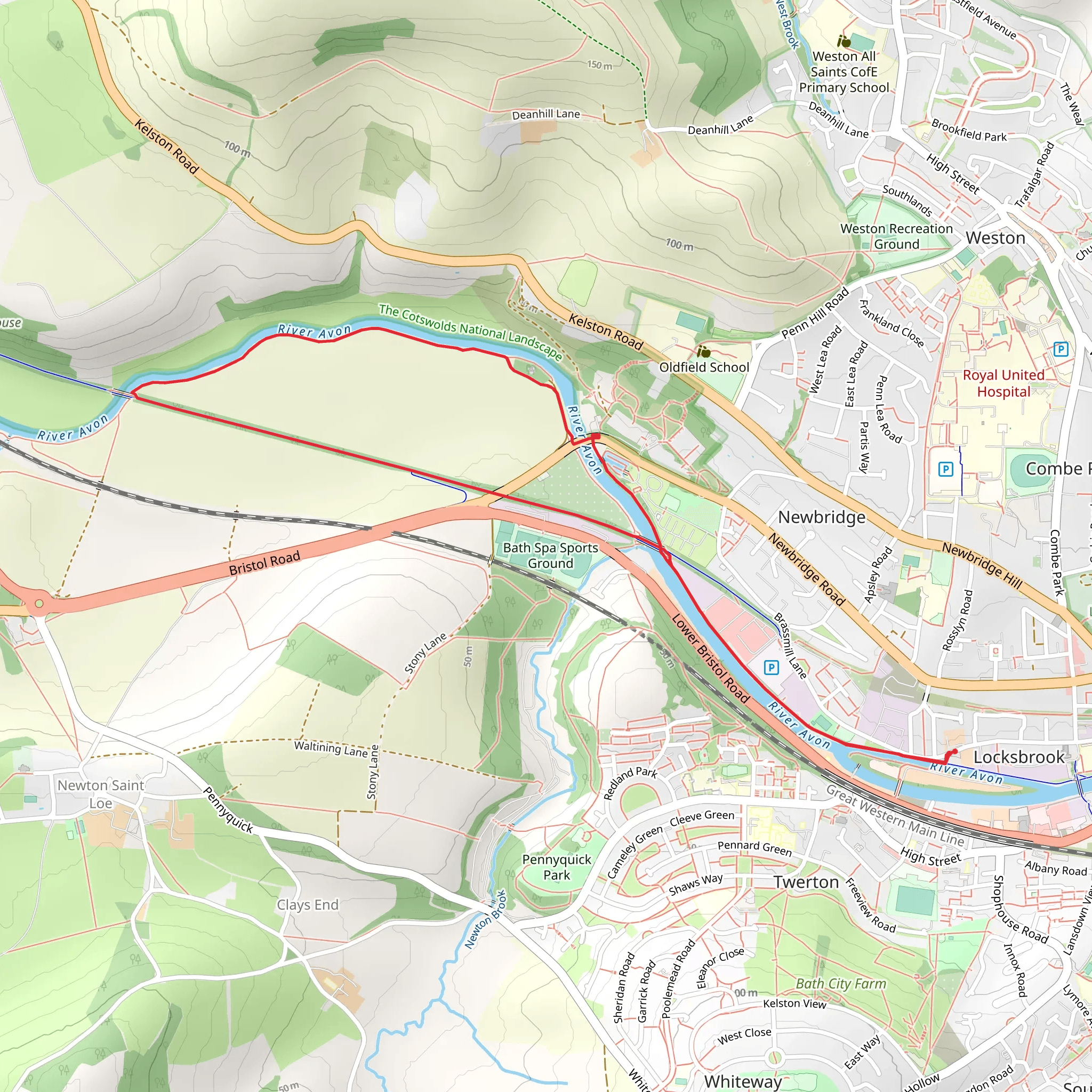 River Avon Loop from Locksbrook mobile static map