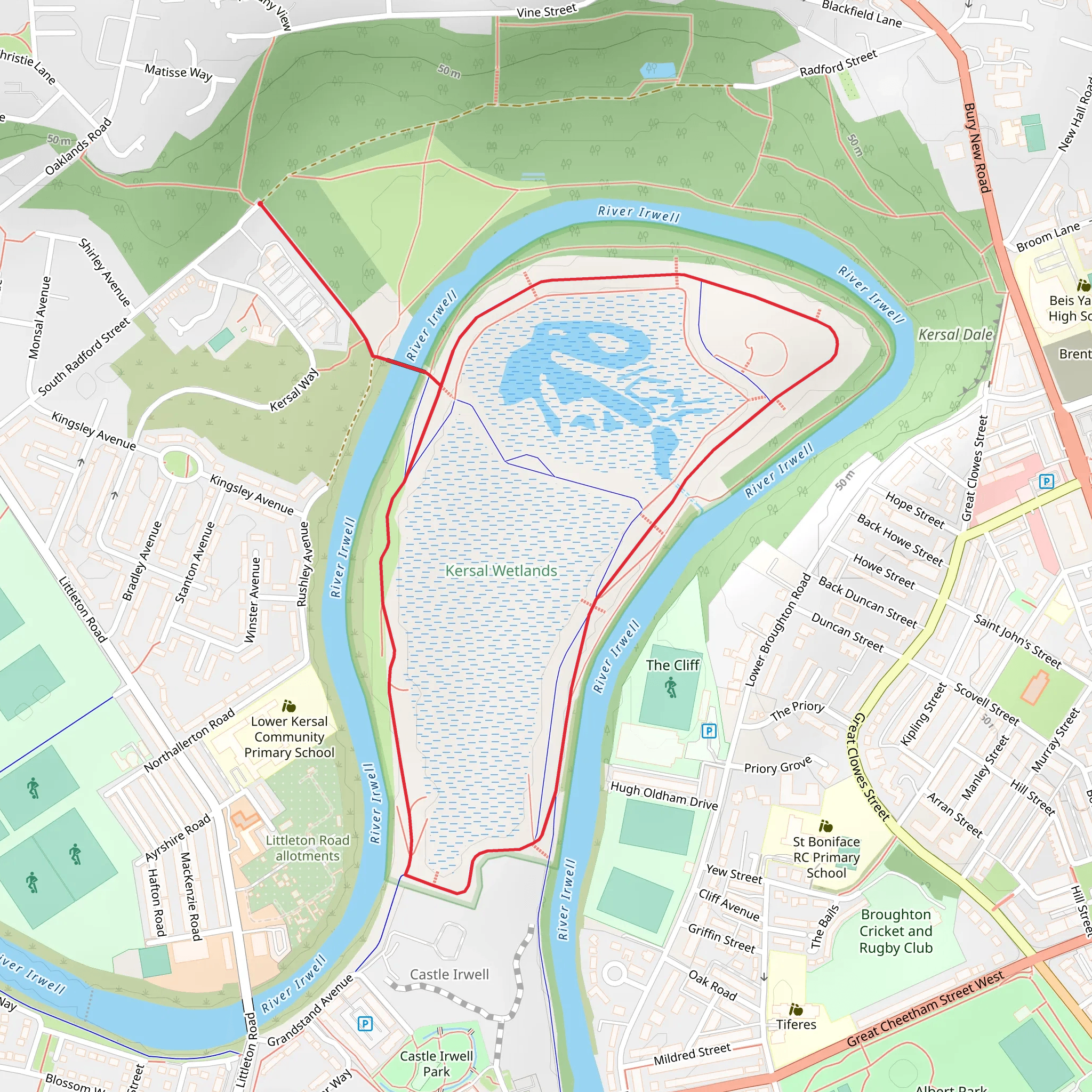 Kersal Wetlands Loop mobile static map