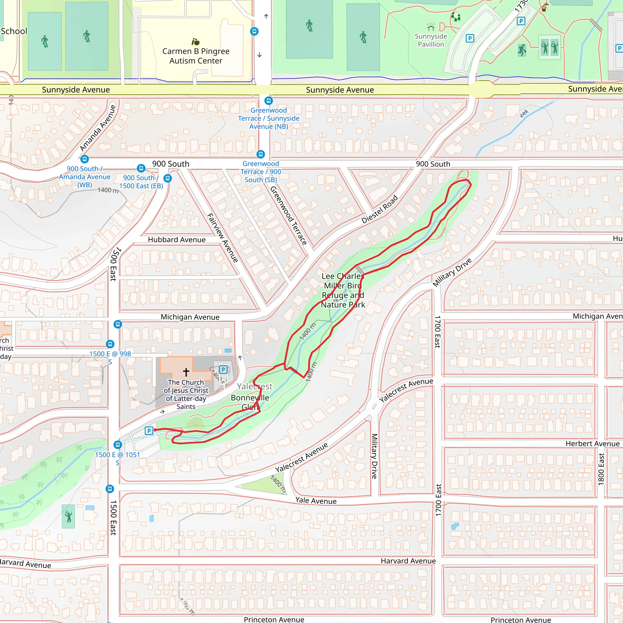 Lee Charles Miller Bird Refuge and Nature Park Loop mobile static map