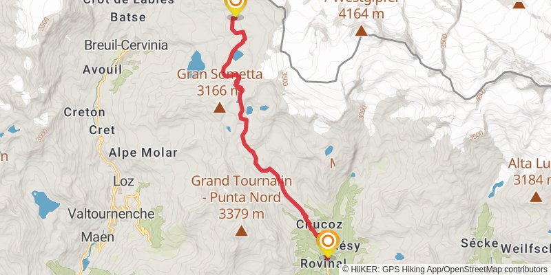 Tour Monte Rosa stage 2 Map