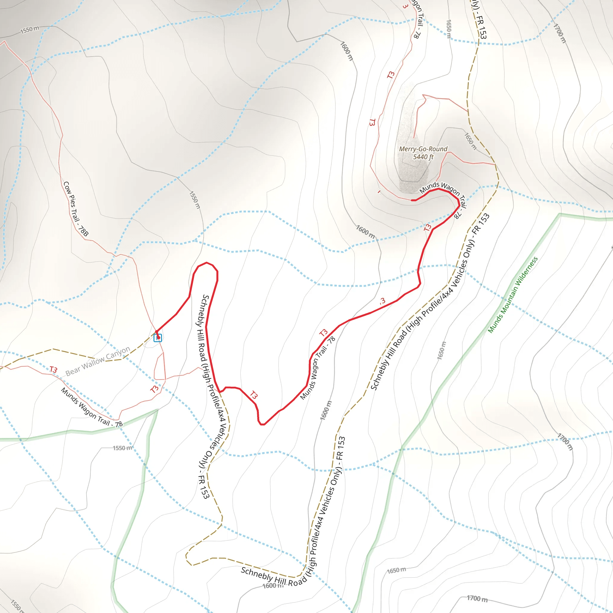 Merry-Go-Round via Munds Wagon Trail - Short mobile static map