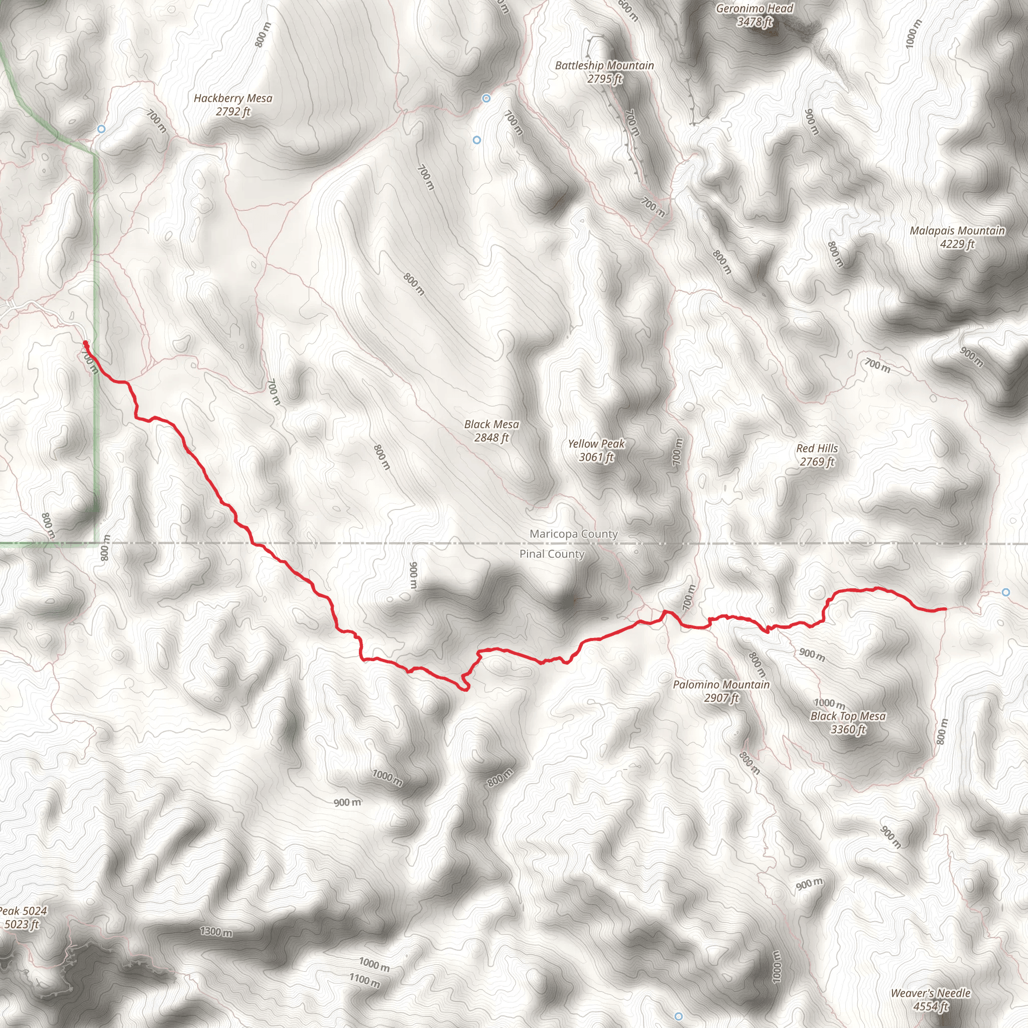 Bull Pass via Grand Enchantment Trail mobile static map