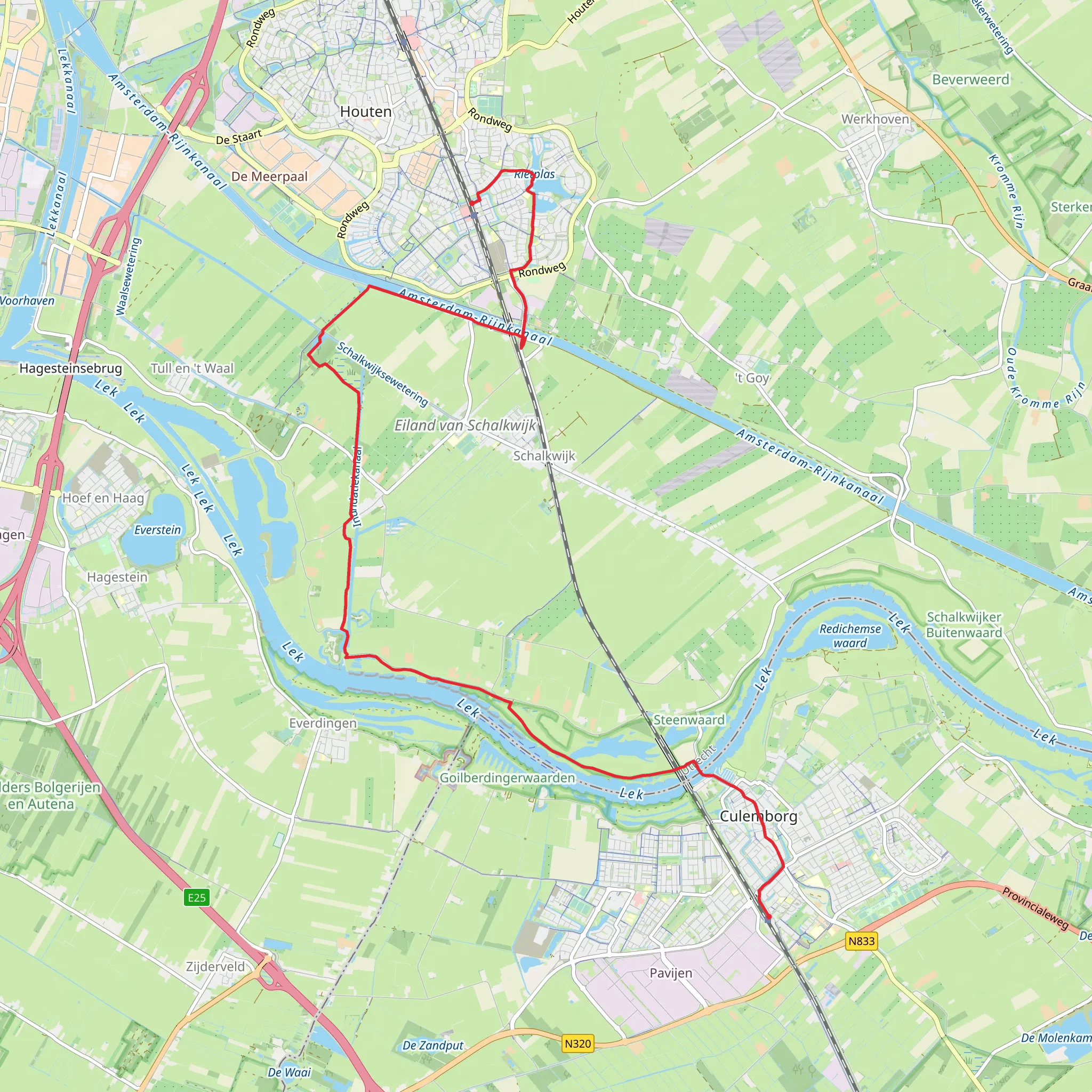 Houten to Lanxmeer via Steenwar and Jachthaven mobile static map