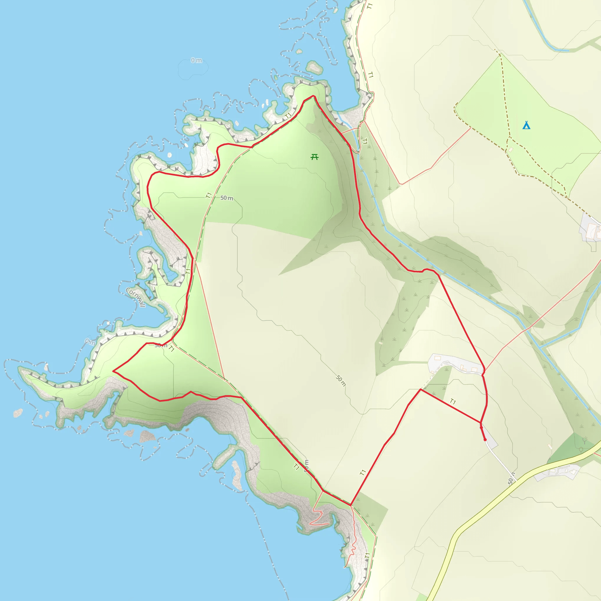 Porth Mear Cove National Trust Loop mobile static map