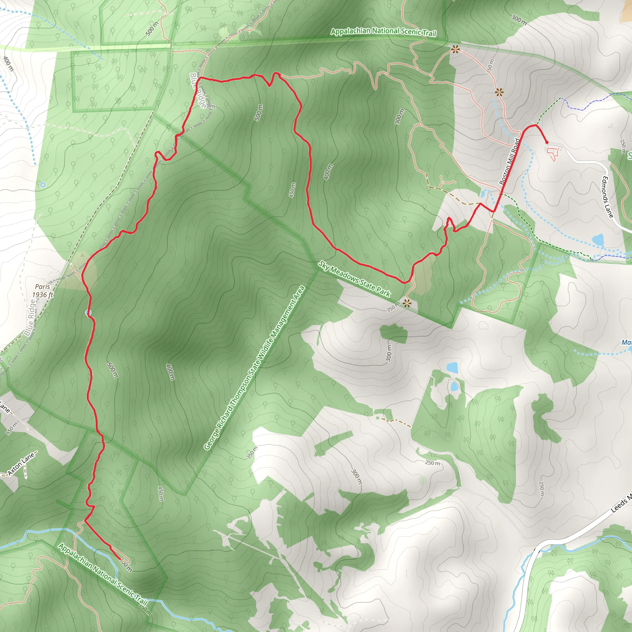 South Ridge and Appalachian Trail mobile static map