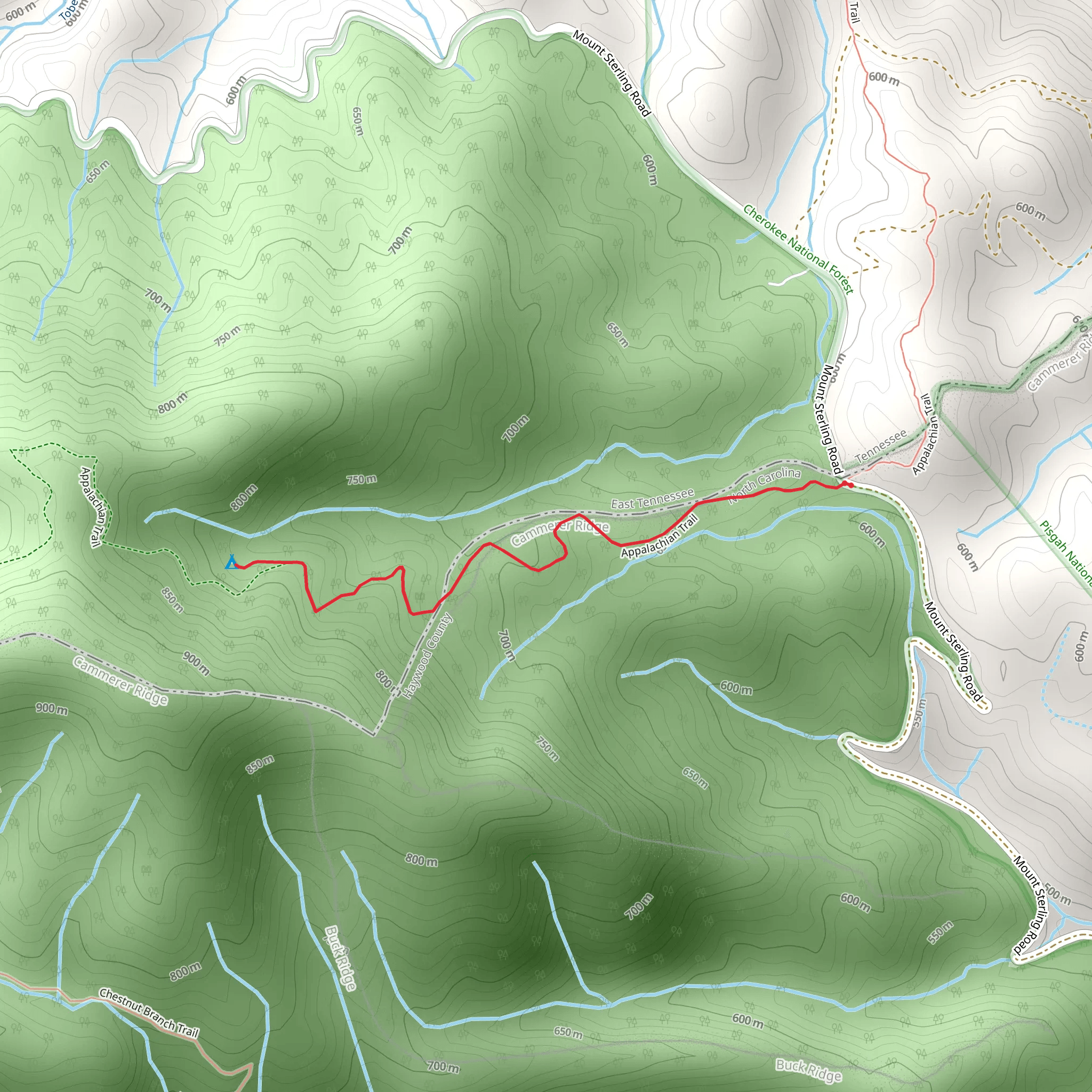 Cammerer Ridge via Appalachian Trail mobile static map