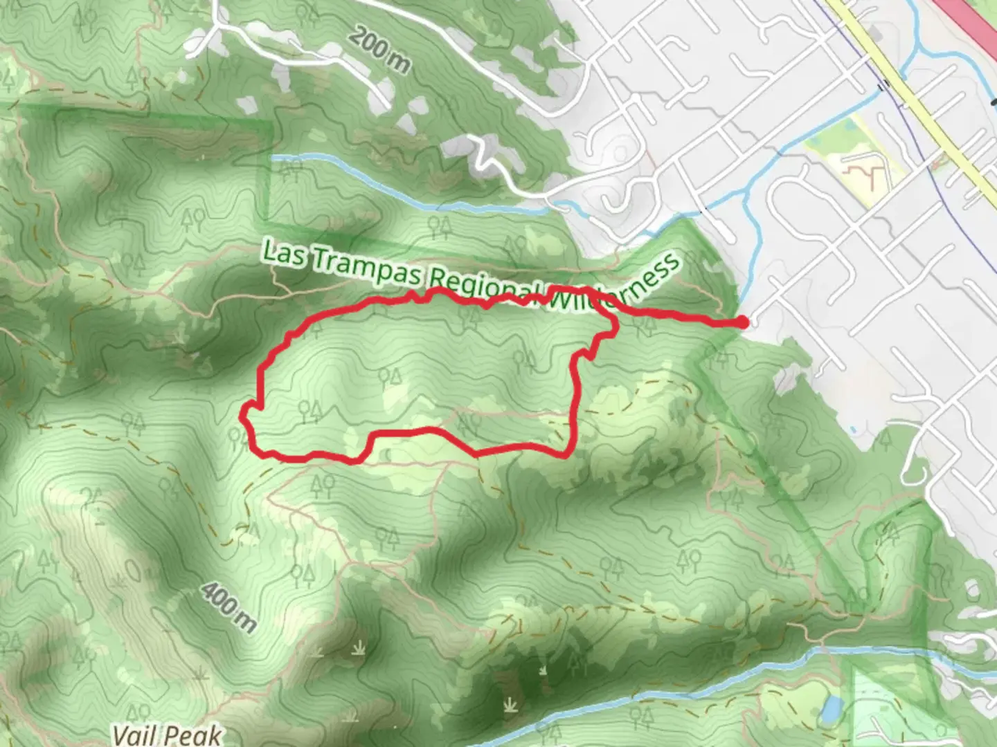 An image depicting the trail Shred Wizard Loop and its surrounding area.