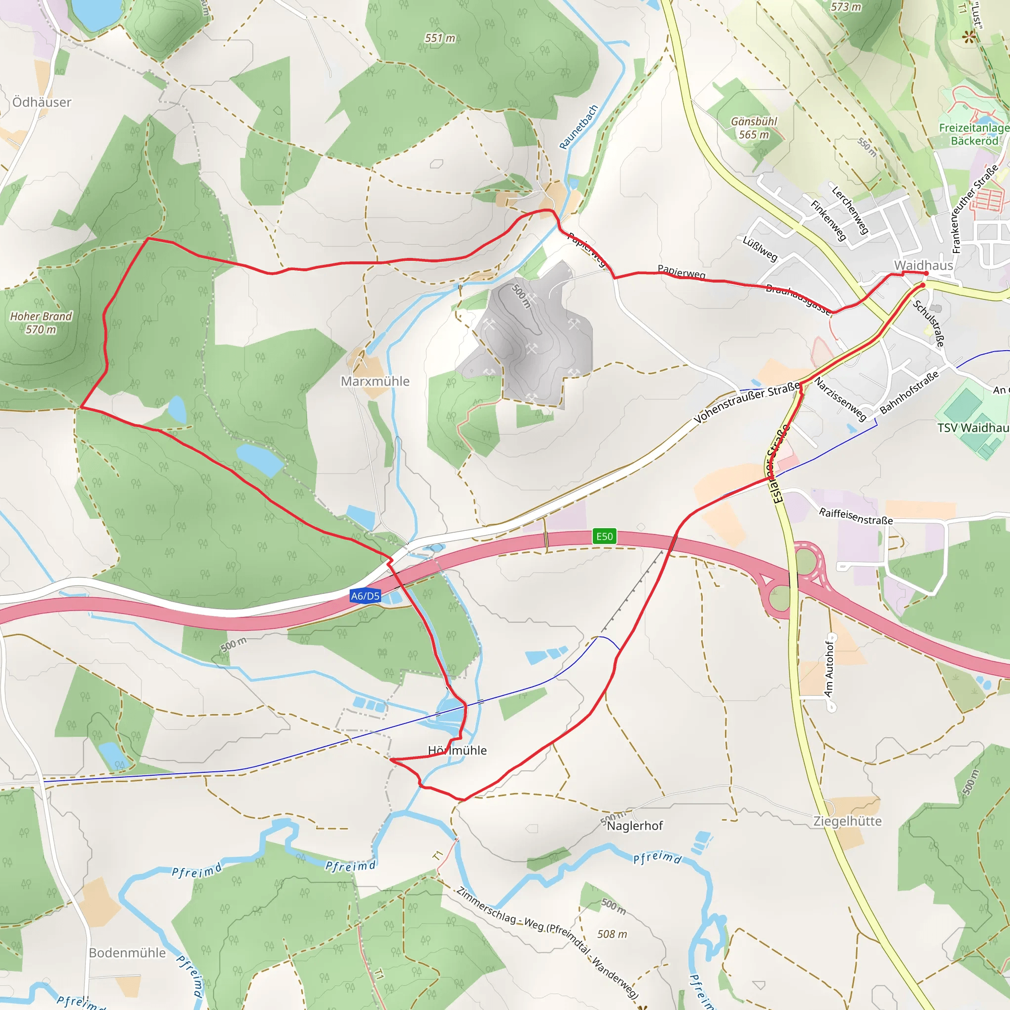 Waidhaus-Hoher Brand-Waidhaus mobile static map