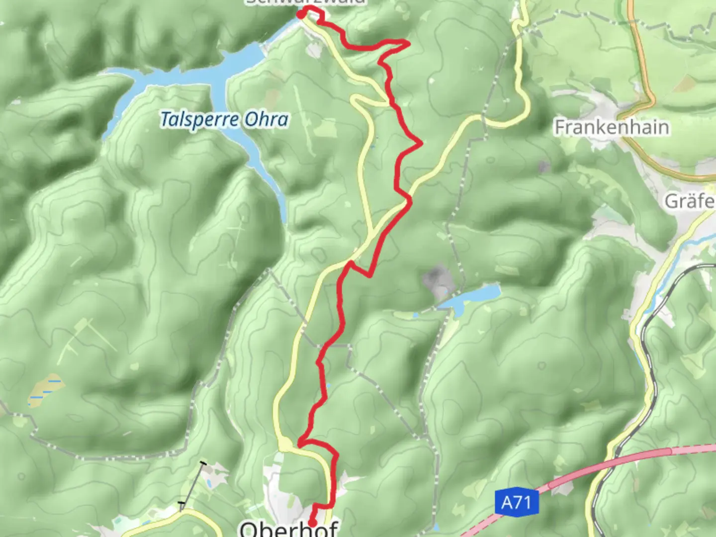 An image depicting the trail Oberhof to Schwarzwald via Herrenweg and its surrounding area.