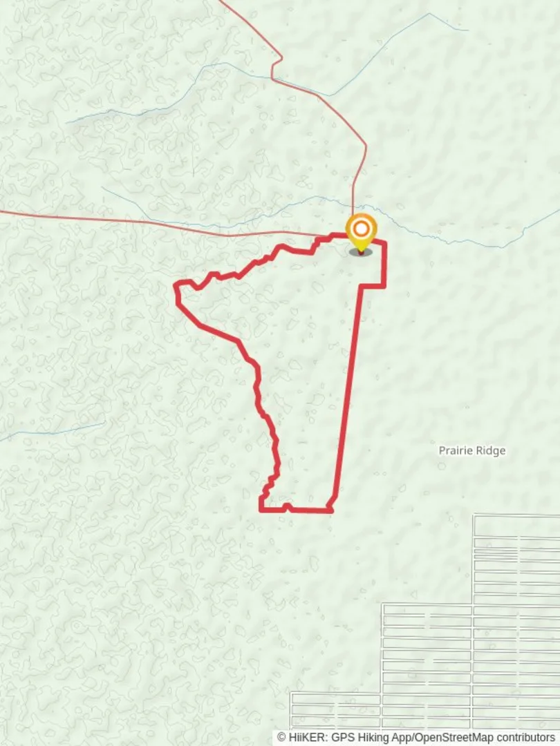 An image depicting the trail Prairie Loop Trail and Ozmore Trail and its surrounding area.