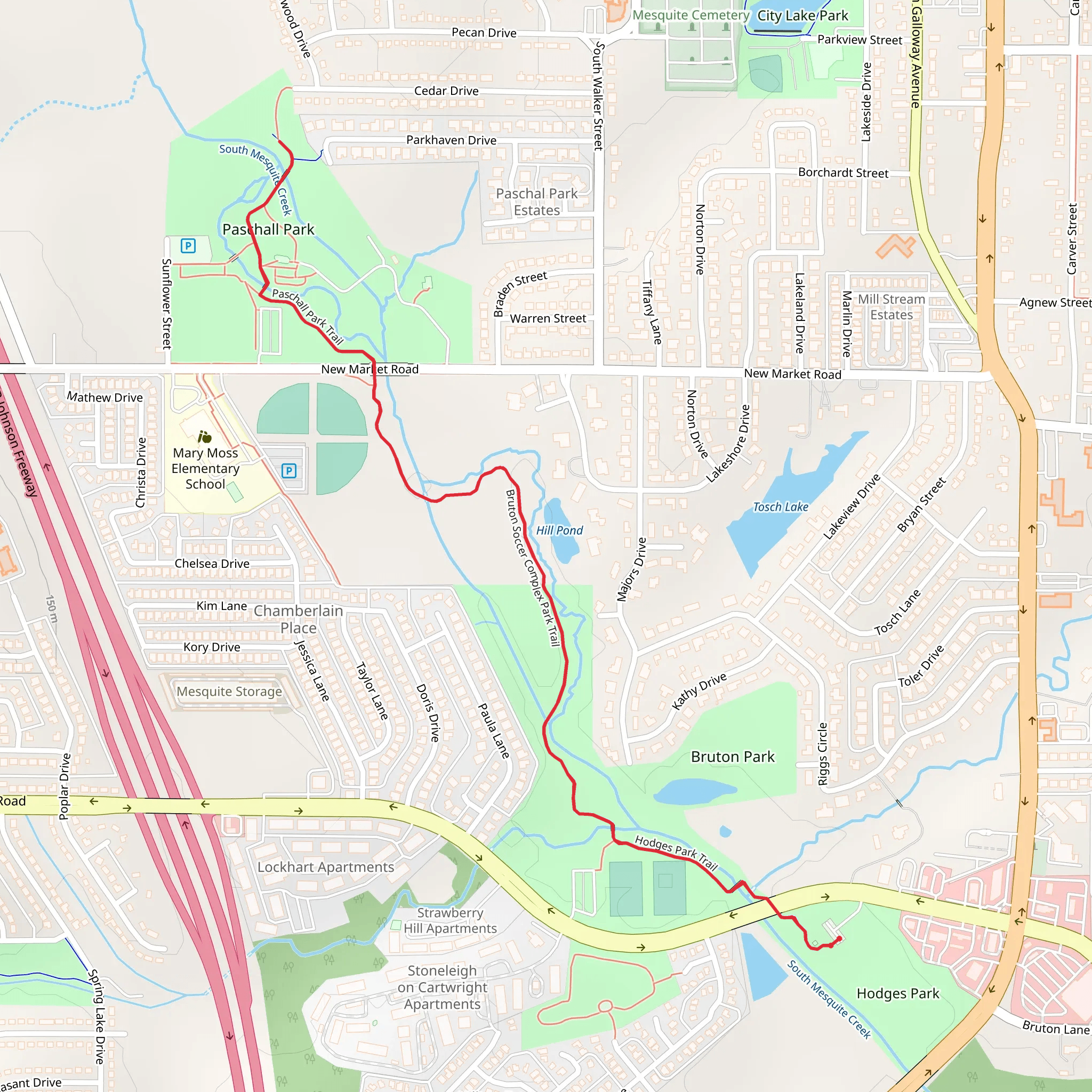 Hodges Park and Paschall Park Trail mobile static map