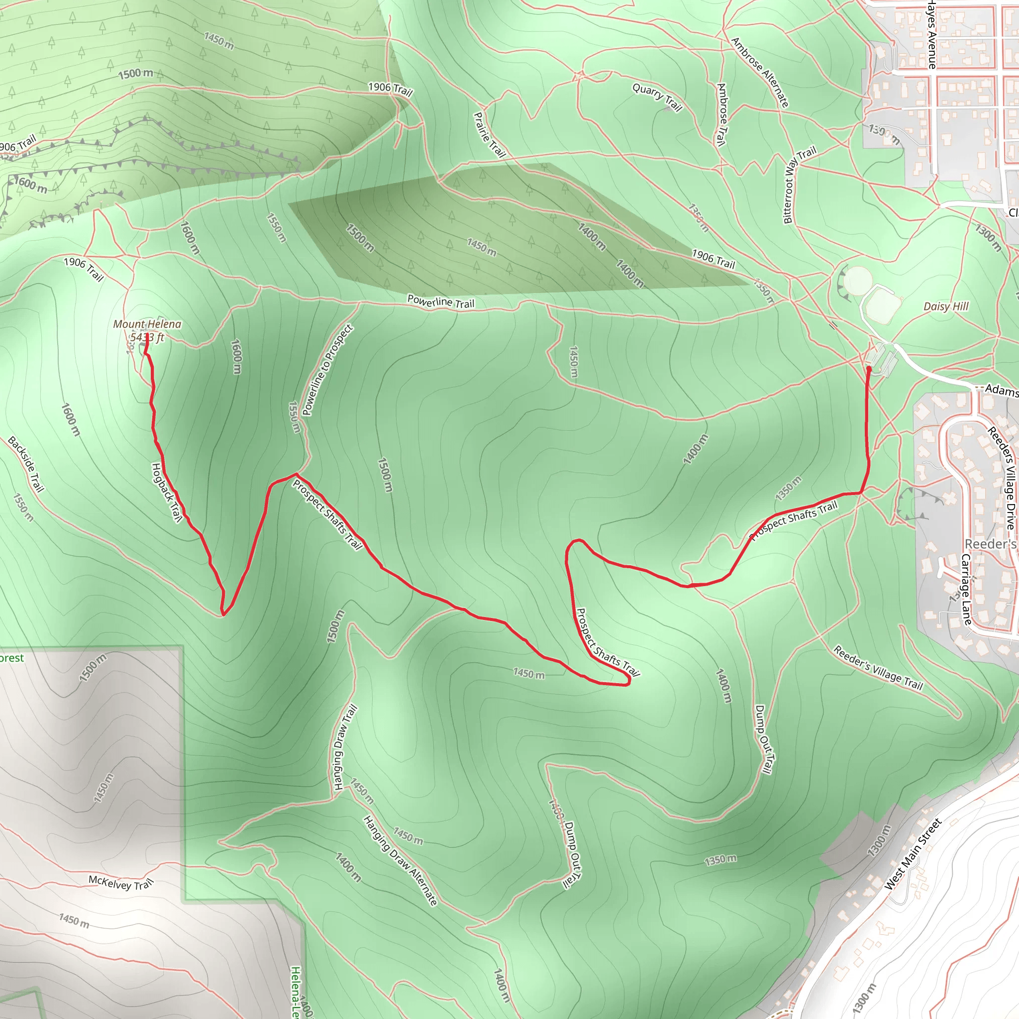 Mount Helena via prospect shafts Trail mobile static map