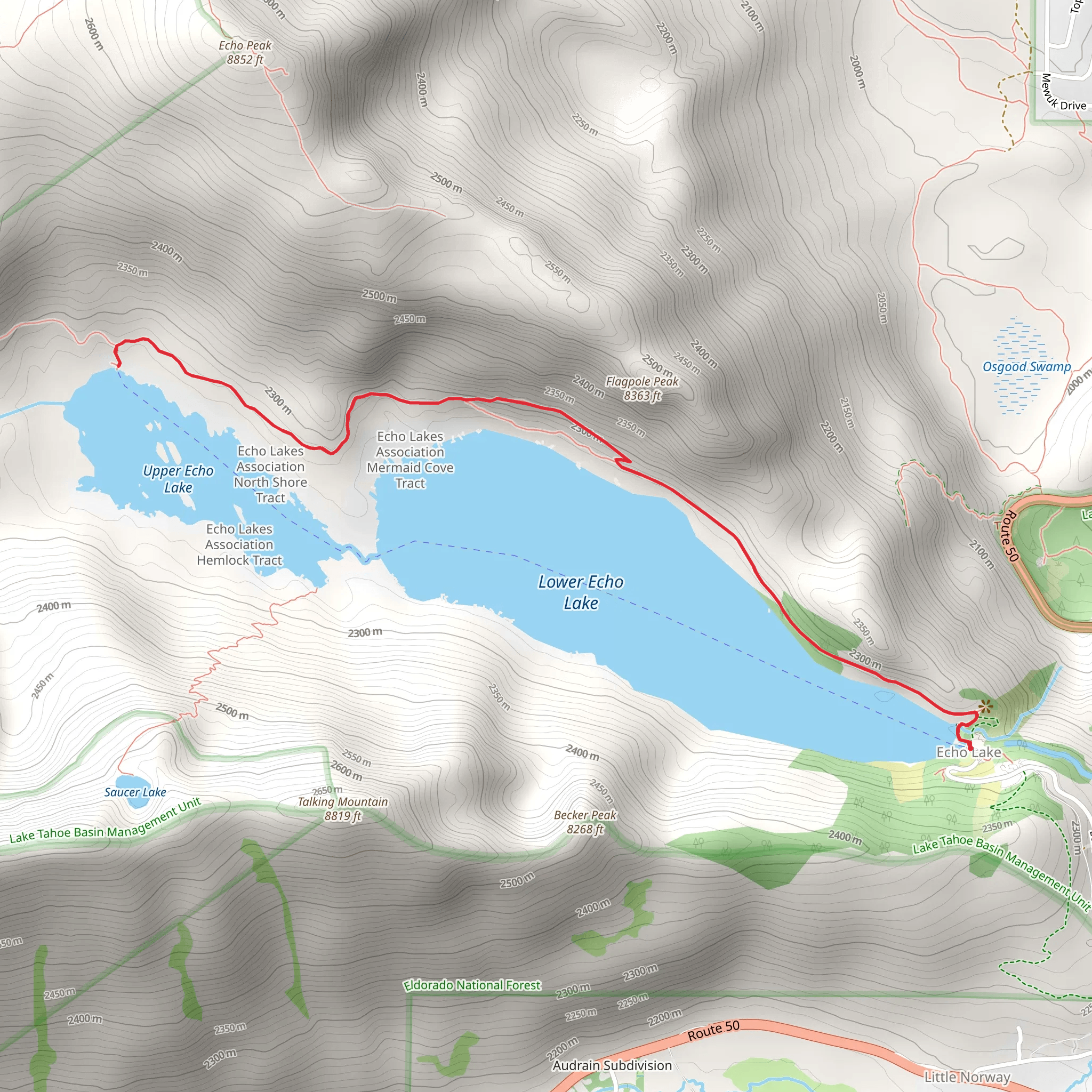 Lower and Upper Echo Lake Trail mobile static map