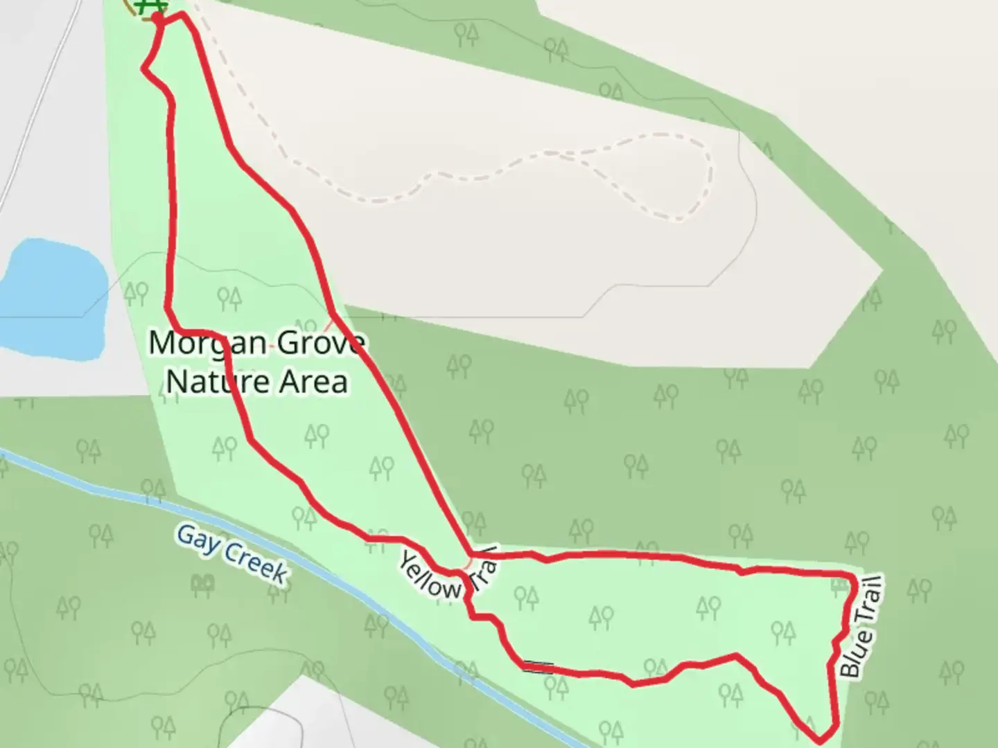 An image depicting the trail Morgan Grove Nature Area Loop and its surrounding area.