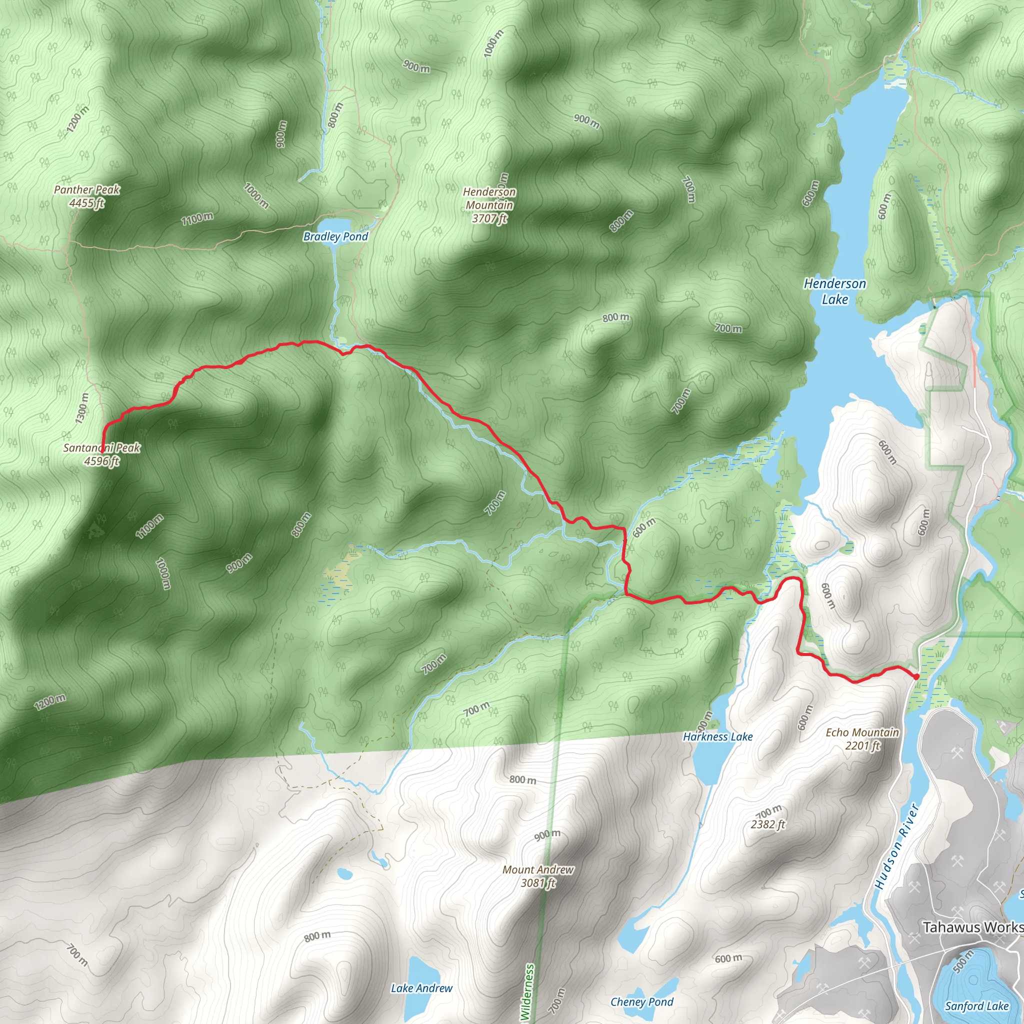 Santanoni Peak via Bradley Pond Trail mobile static map