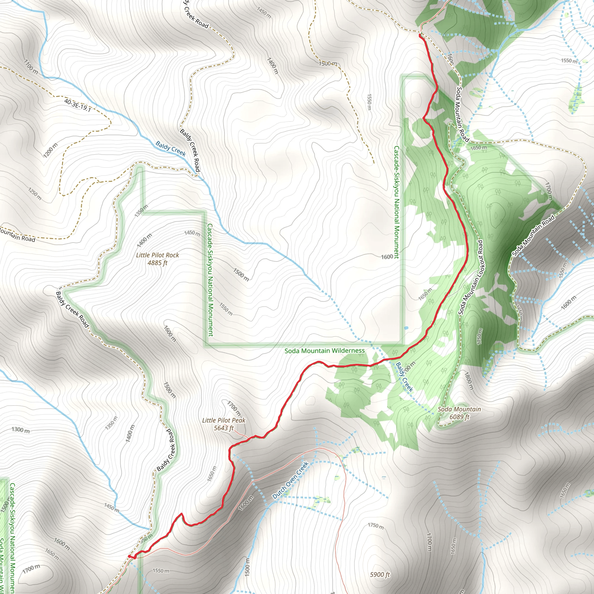 Pacific Crest Trail to Soda Mountain Road mobile static map