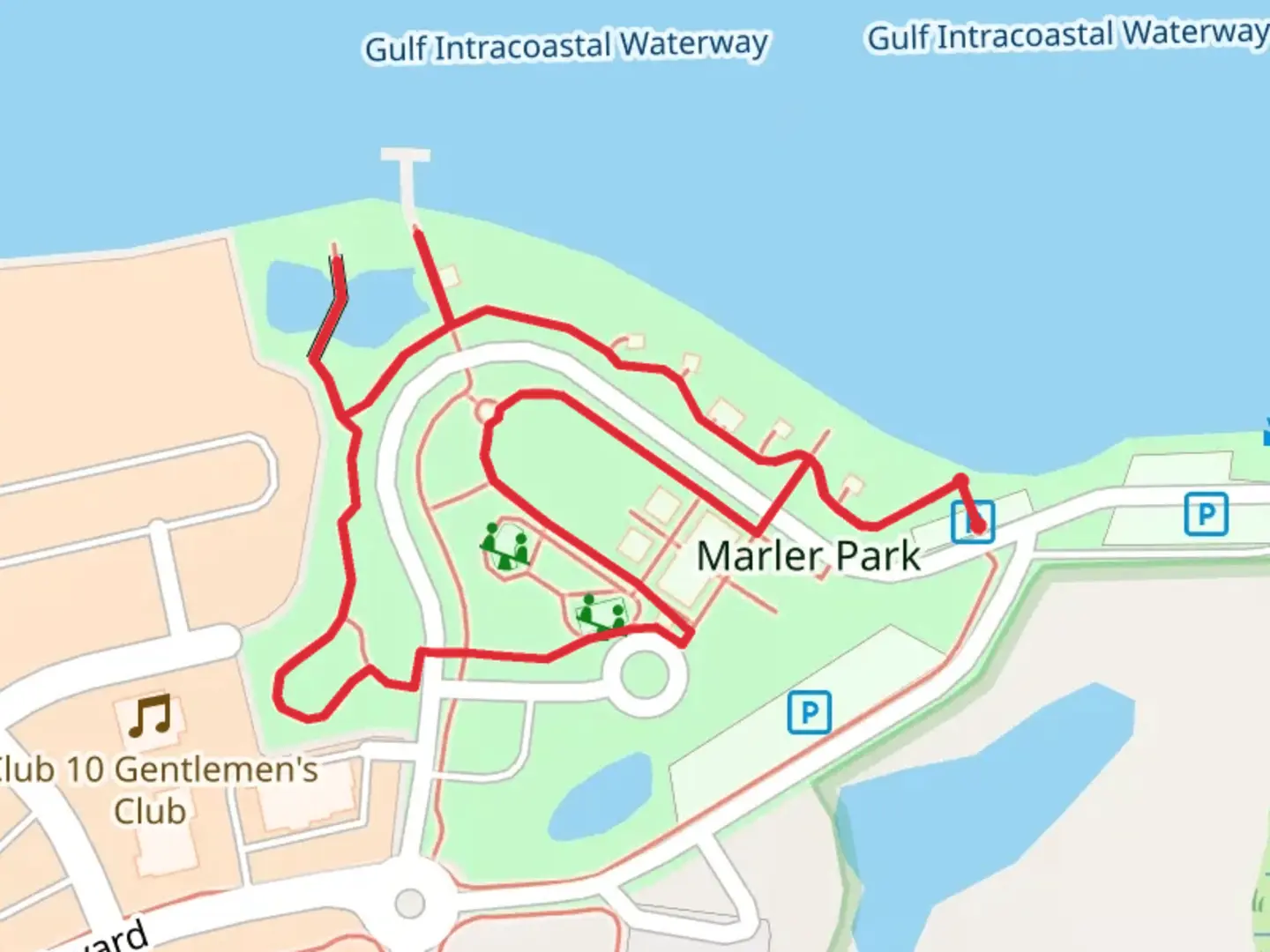 An image depicting the trail Marler Park Loop and its surrounding area.