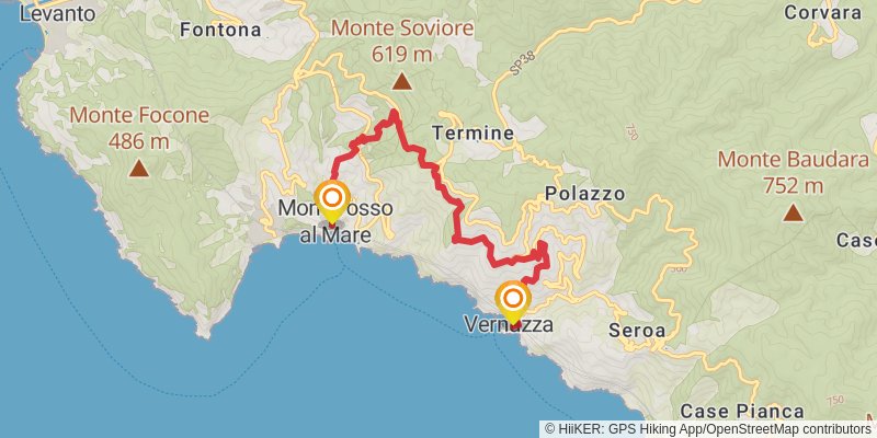 Cinque Terre Coastal Trail alt 1 Map
