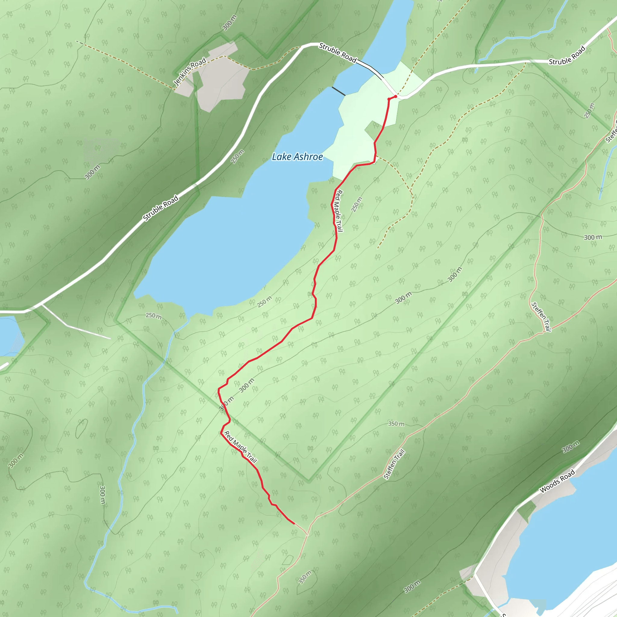 Lake Ashroe and Red Maple Trail mobile static map