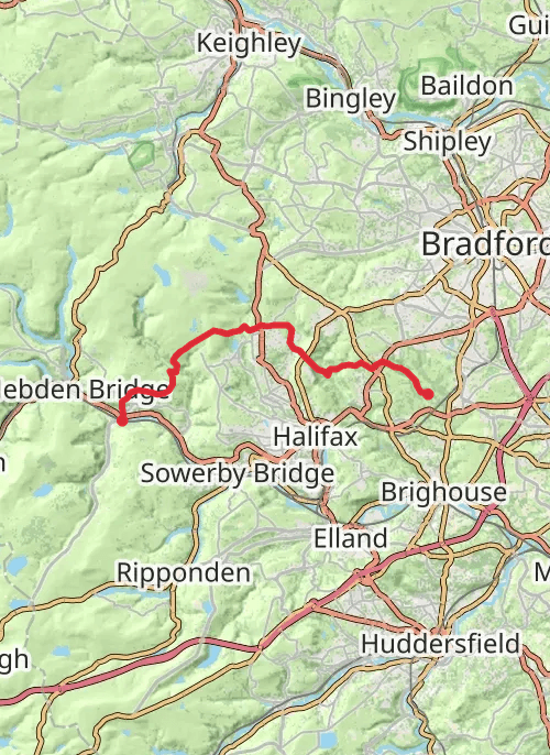 Todmoden to Norwood Green mobile static map