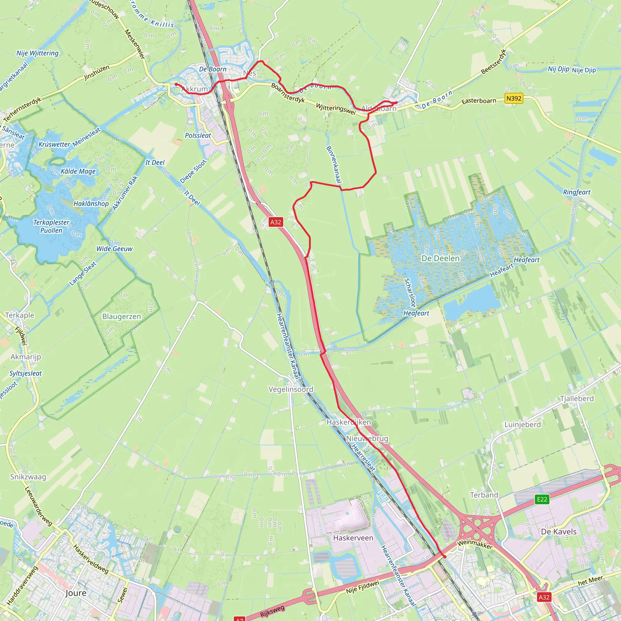 Haskerbrege to Akkrum via Jabikspaad mobile static map