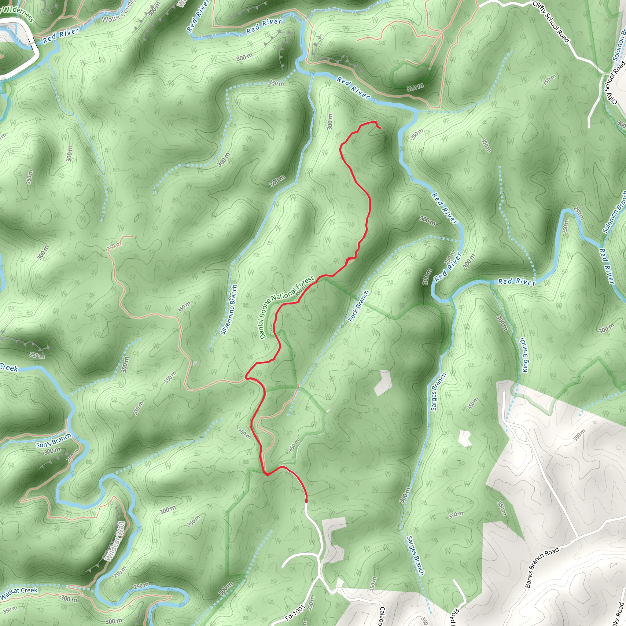 Red Byrd Arch Out and Back mobile static map