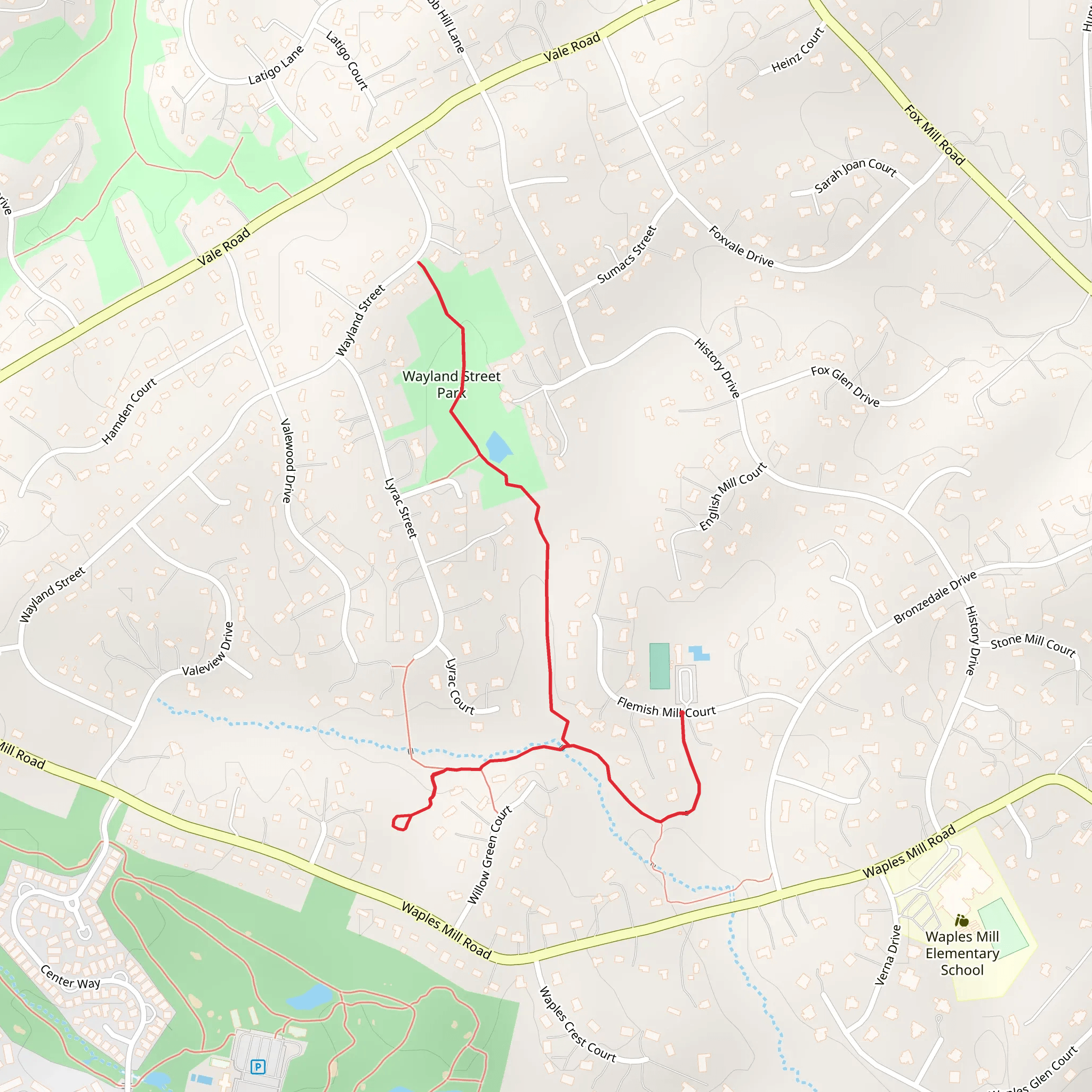 Wayland Street Park Walk mobile static map