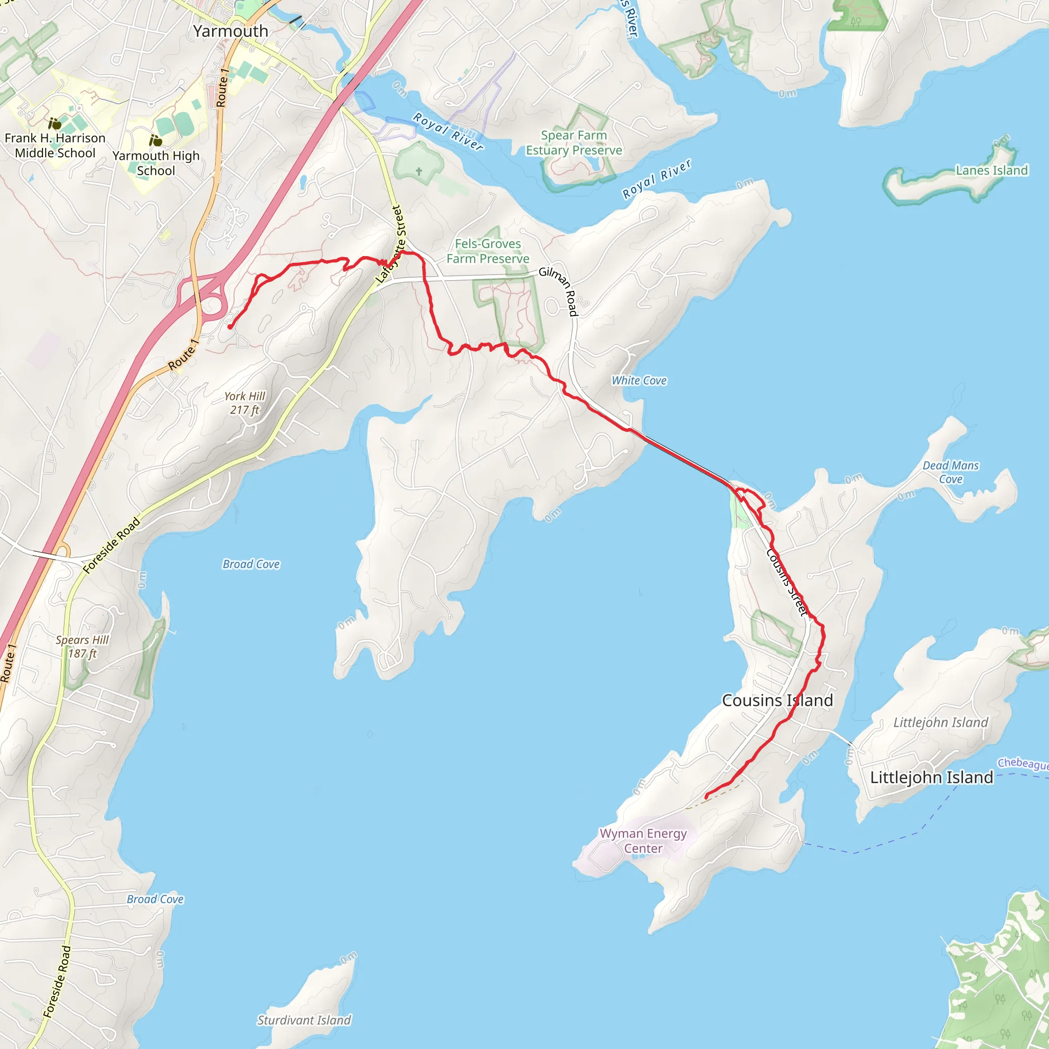 Cousins Island - West Side Trail mobile static map