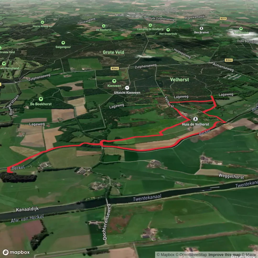An image depicting the trail Staringkoepel and Berkel via Berkel Route Landgoed Velhorst and its surrounding area.