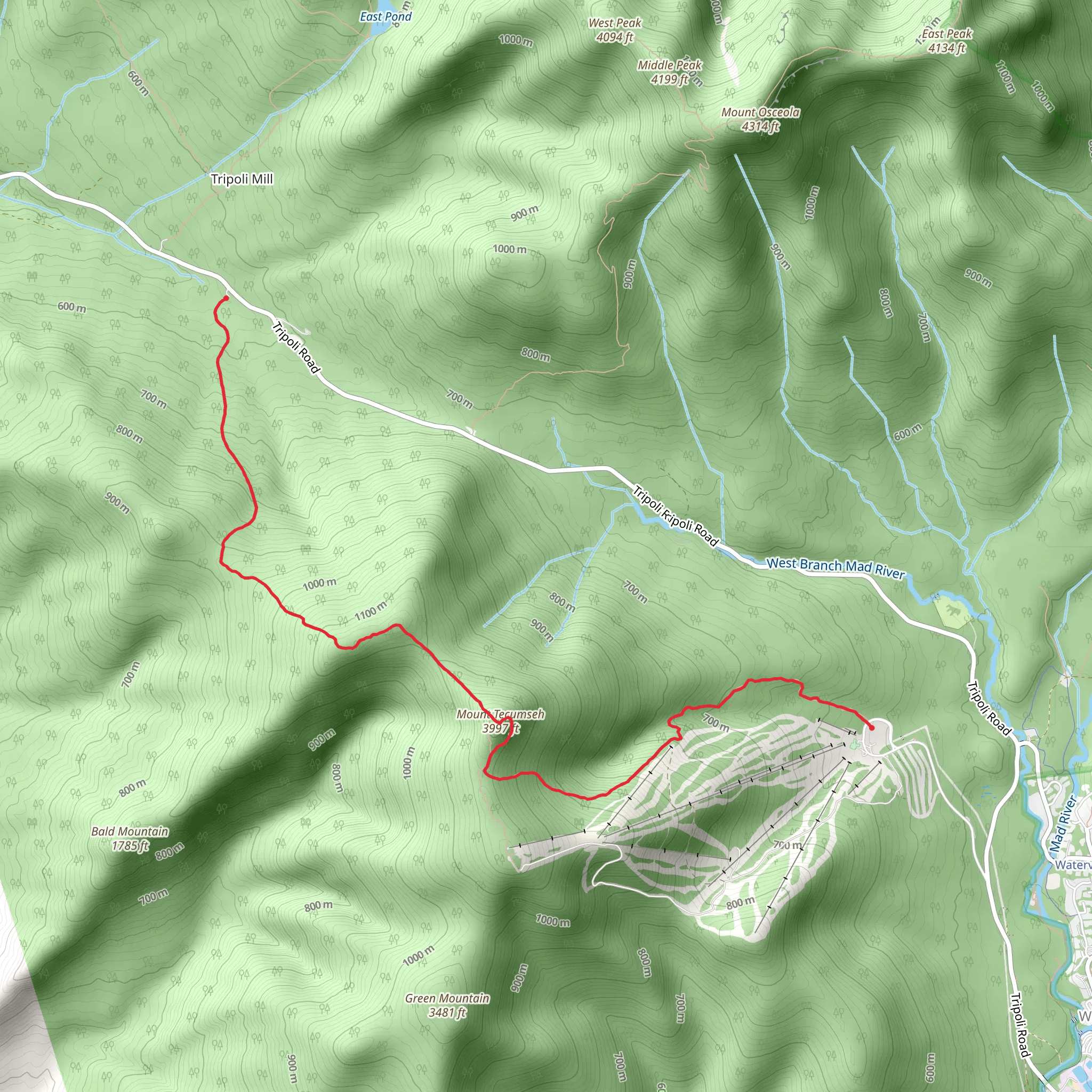 Mount Tecumseh Trail mobile static map