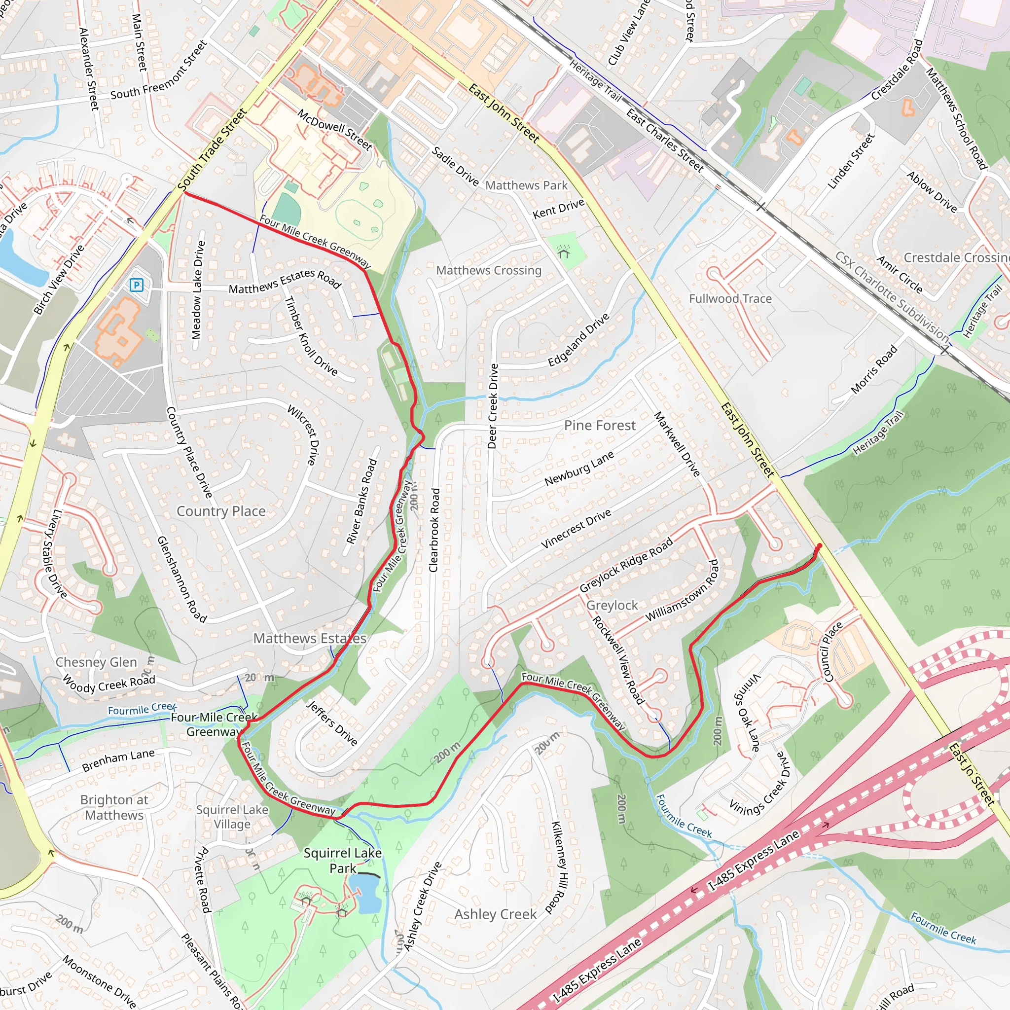 Four Mile Creek Greenway mobile static map