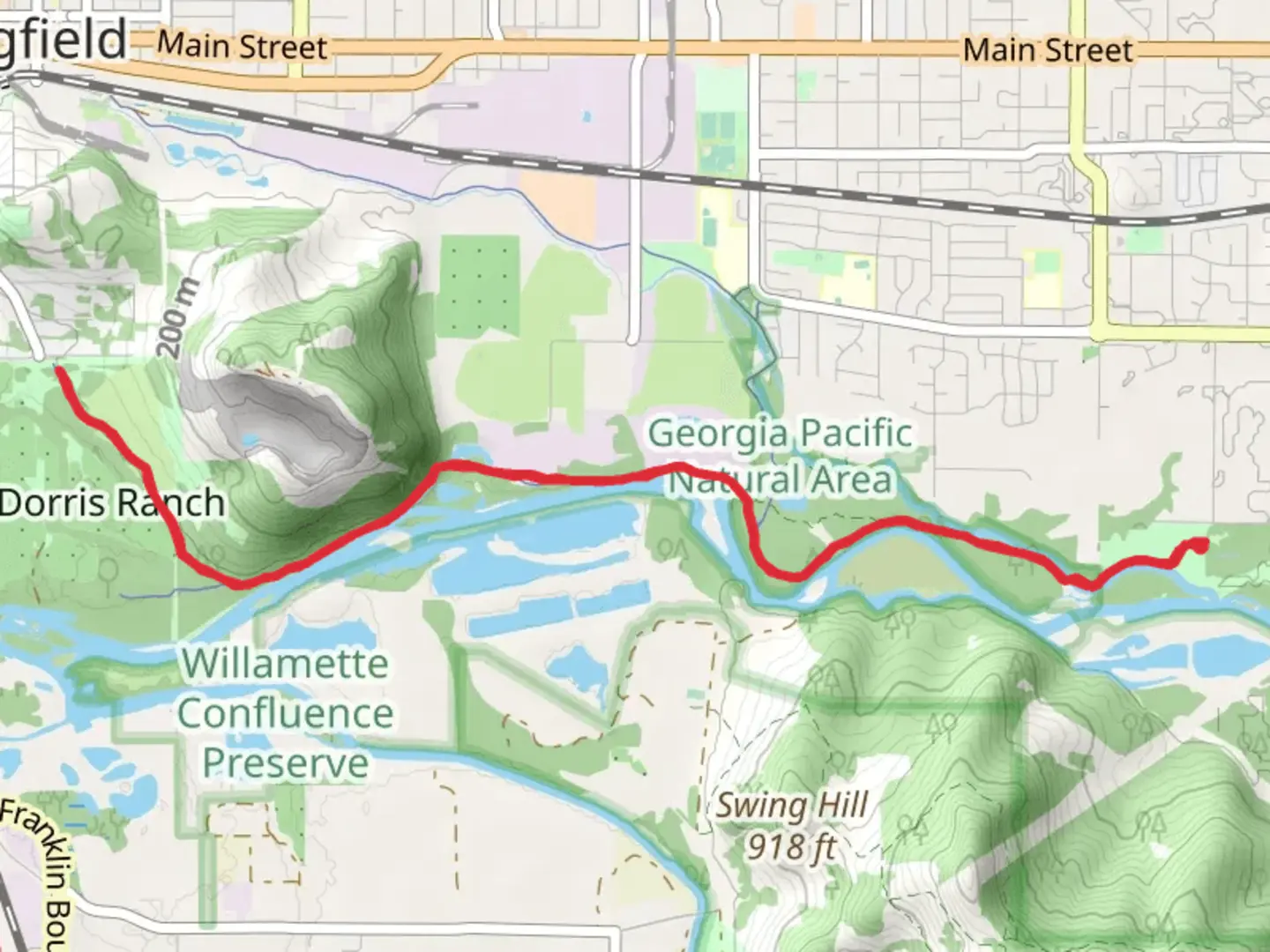 An image depicting the trail Middle Fork Willamette River Path and its surrounding area.
