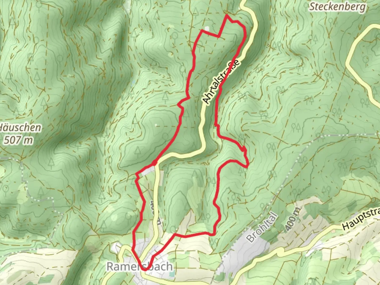 An image depicting the trail Graberfeld, Breitekopf and Eifel Ardennen Straße Loop and its surrounding area.