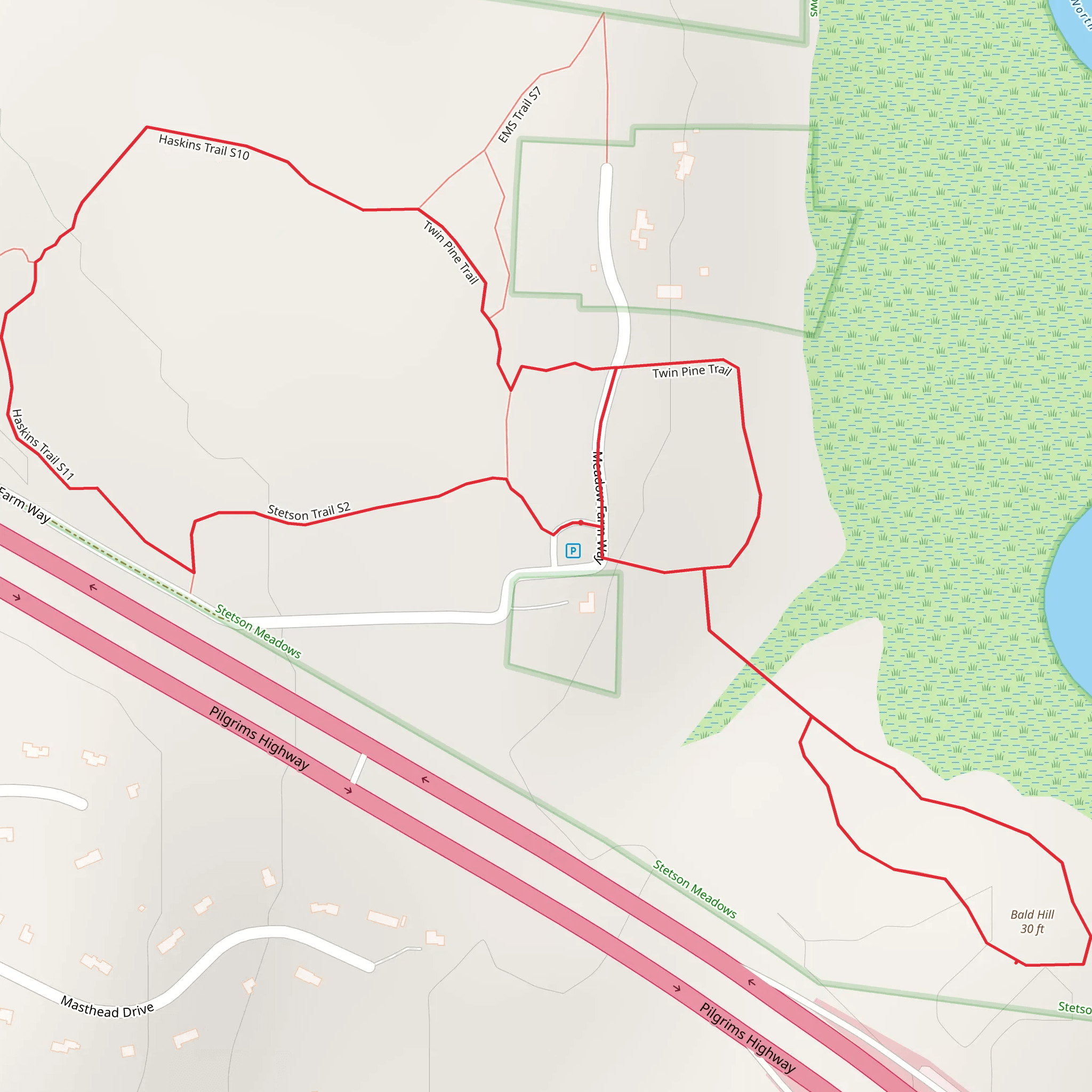Bald Hill and Twin Pine Trail Loop mobile static map