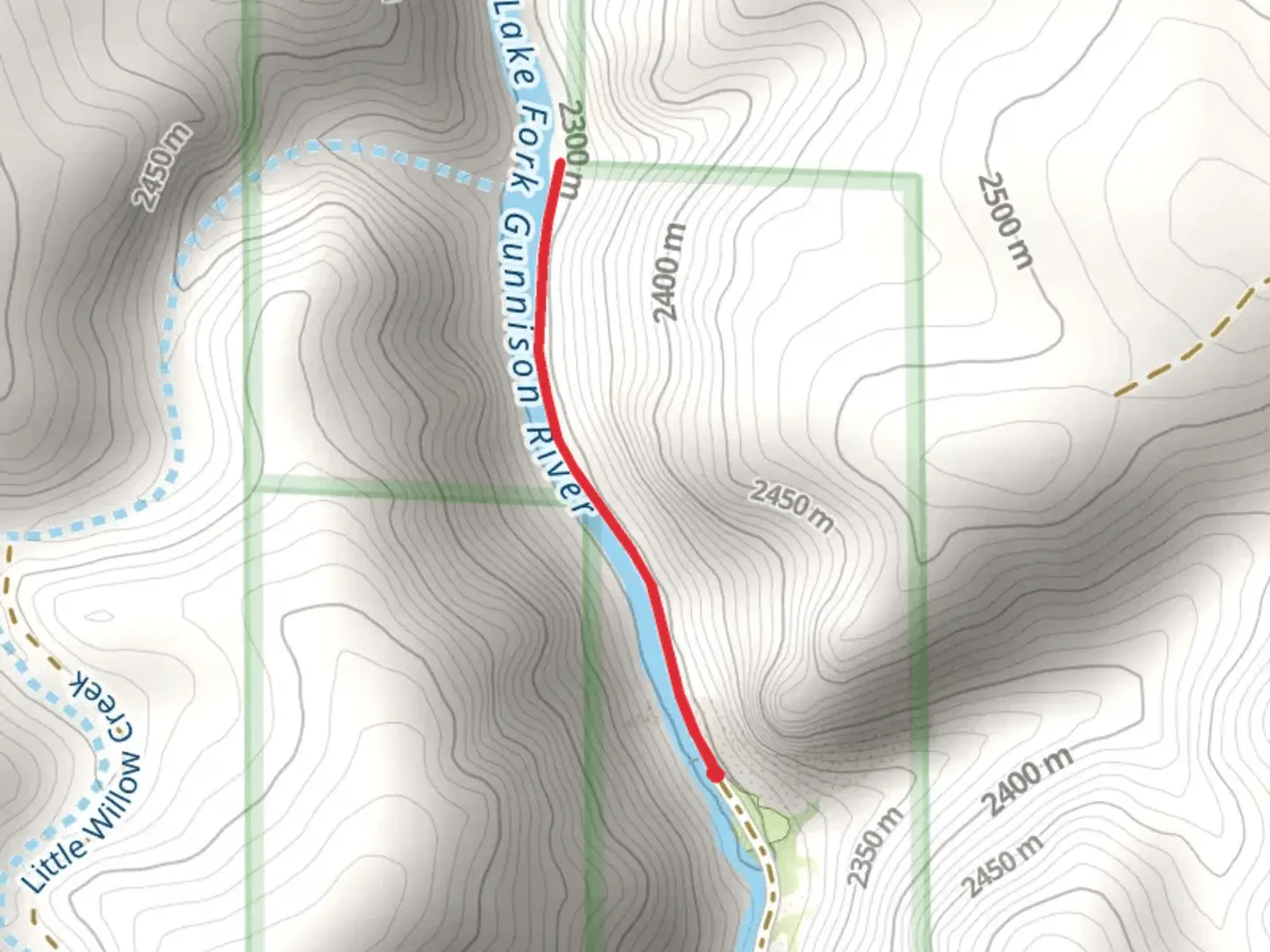 An image depicting the trail Lake Fork Gunnison River Walk and its surrounding area.