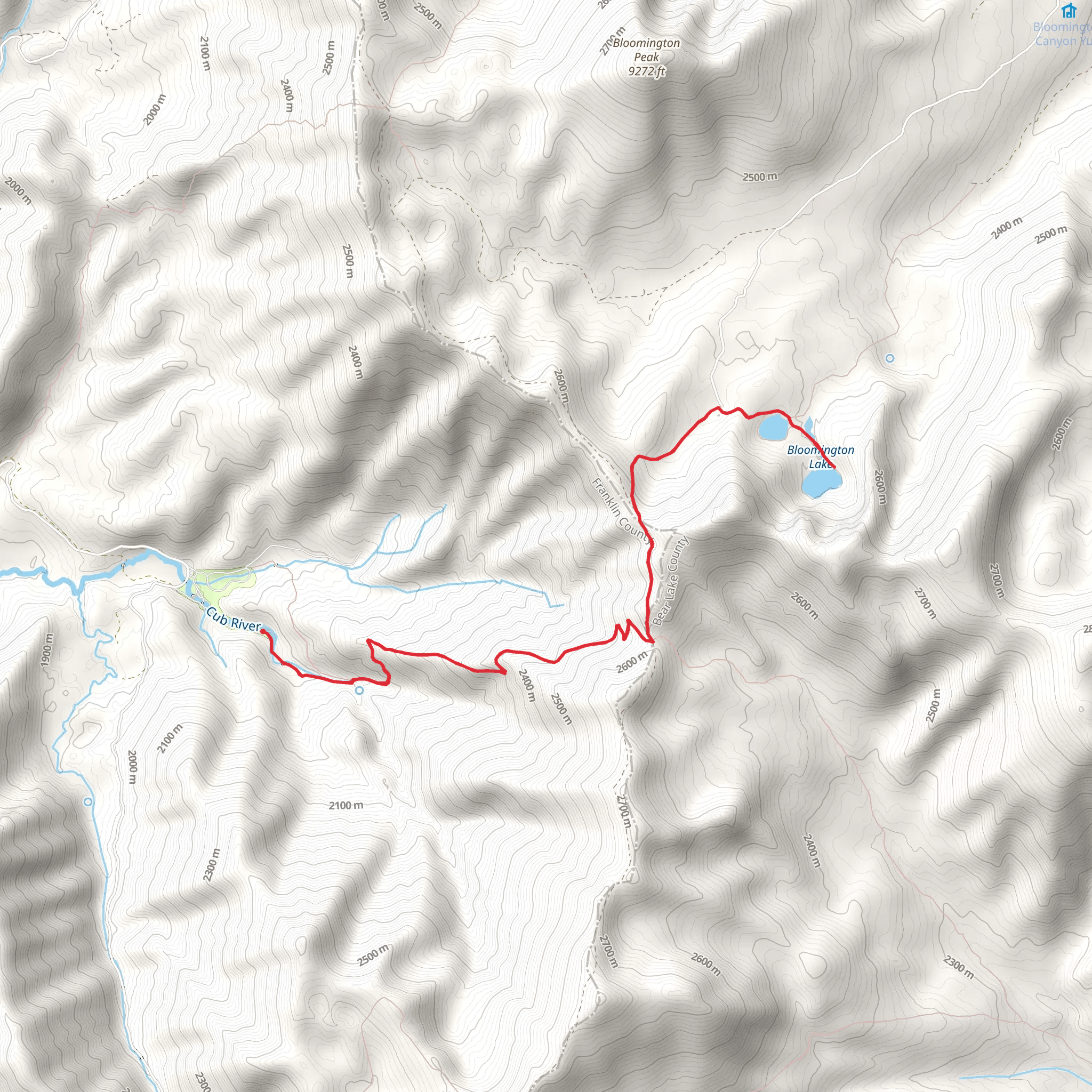 Bloomington Lake via Willow Flat Springs Trail mobile static map