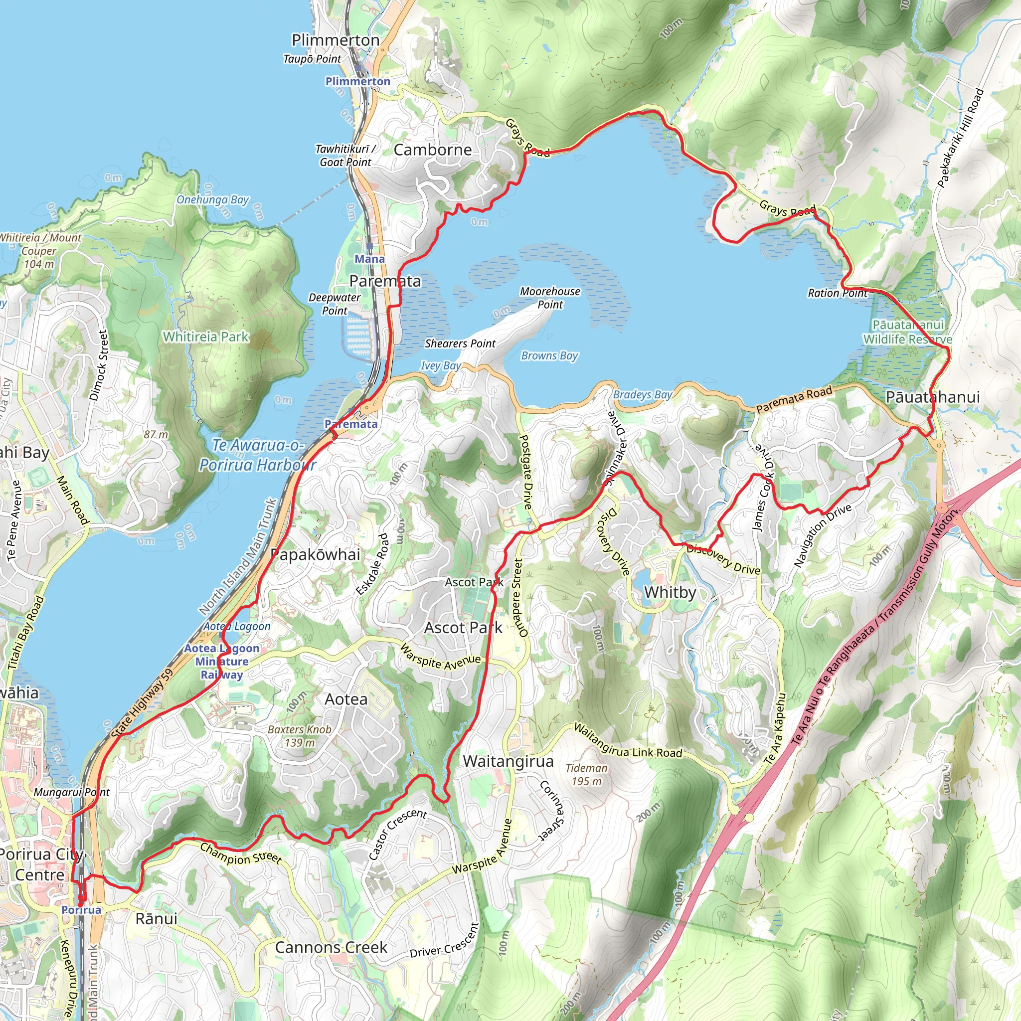 Pauatahanui Harbour Circuit mobile static map