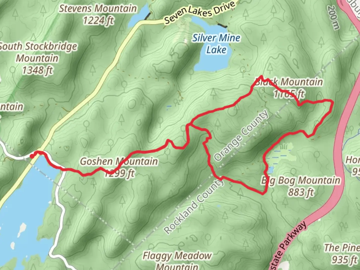 An image depicting the trail Black Mountain Loop via Menomine Trail and its surrounding area.