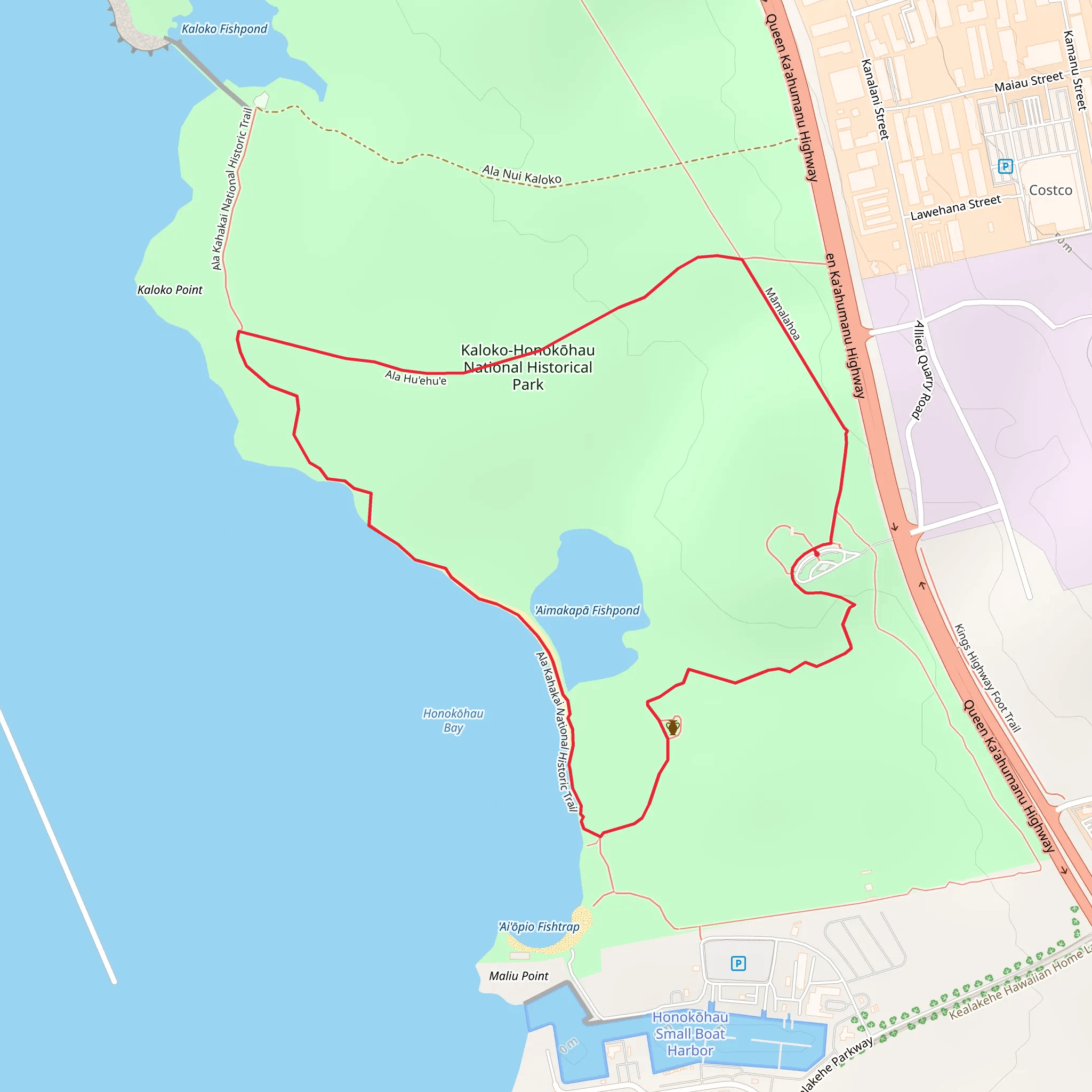 Ala Mauka Makai and Ala Hu'ehu'e Loop mobile static map