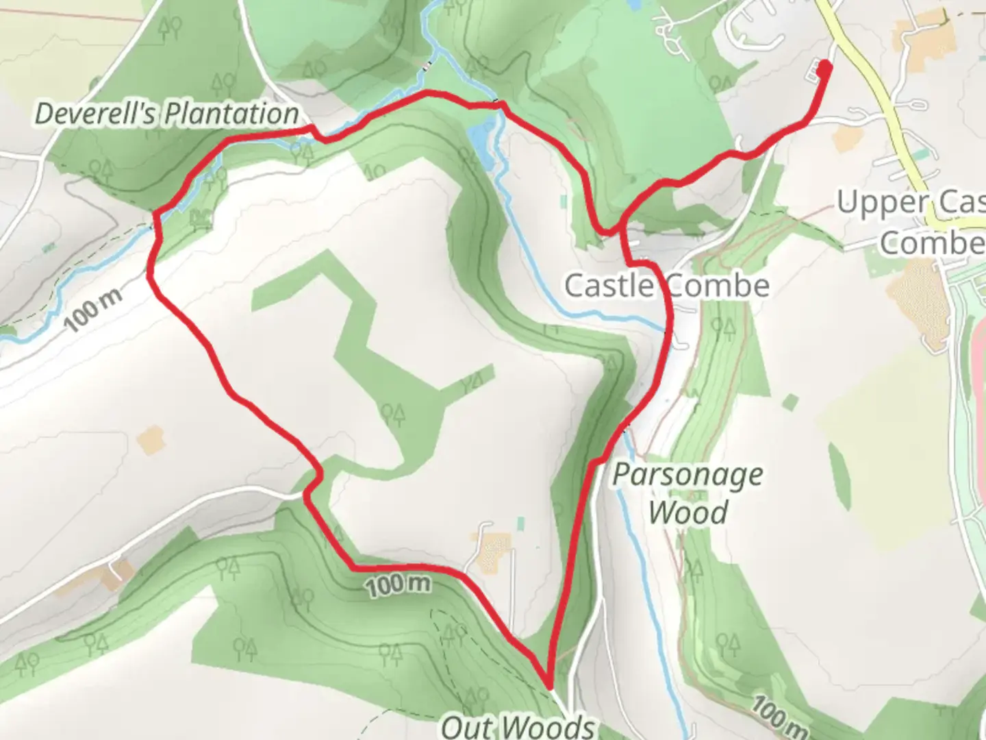 An image depicting the trail Becker's Wood and Deverell's Plantation and its surrounding area.