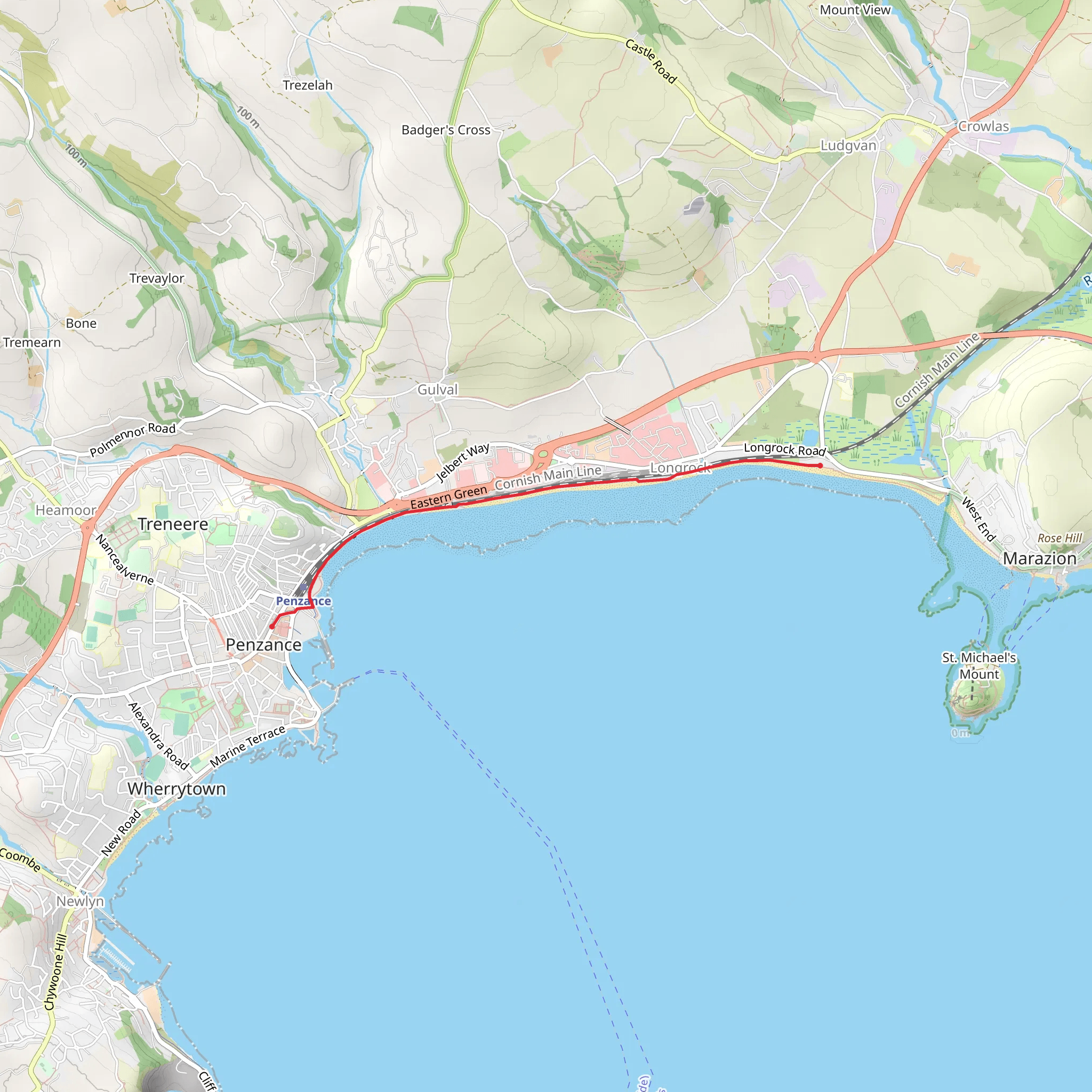 Penzance from Marazion Walk mobile static map